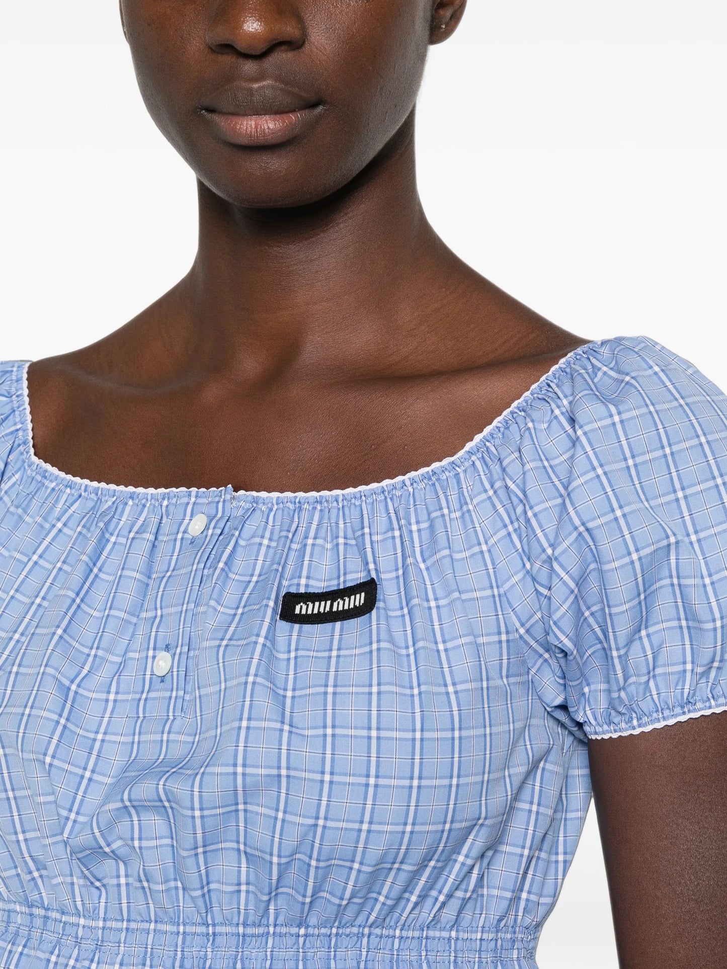 checked poplin mini-dress