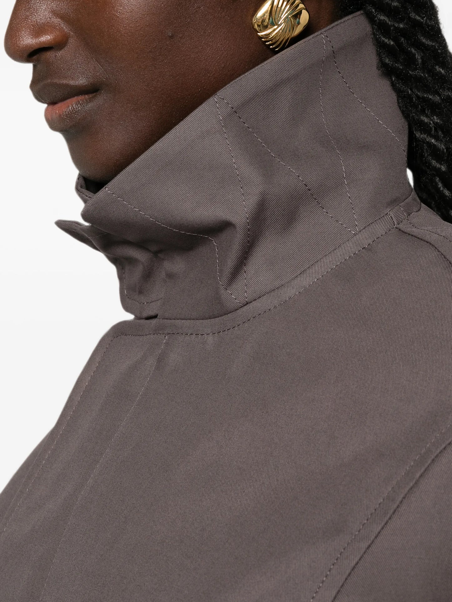 high-neck ribbed-trim jacket