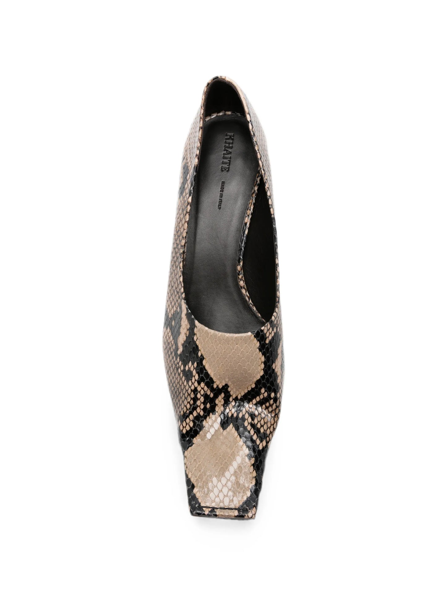 Marlene snake-effect square-toe pumps