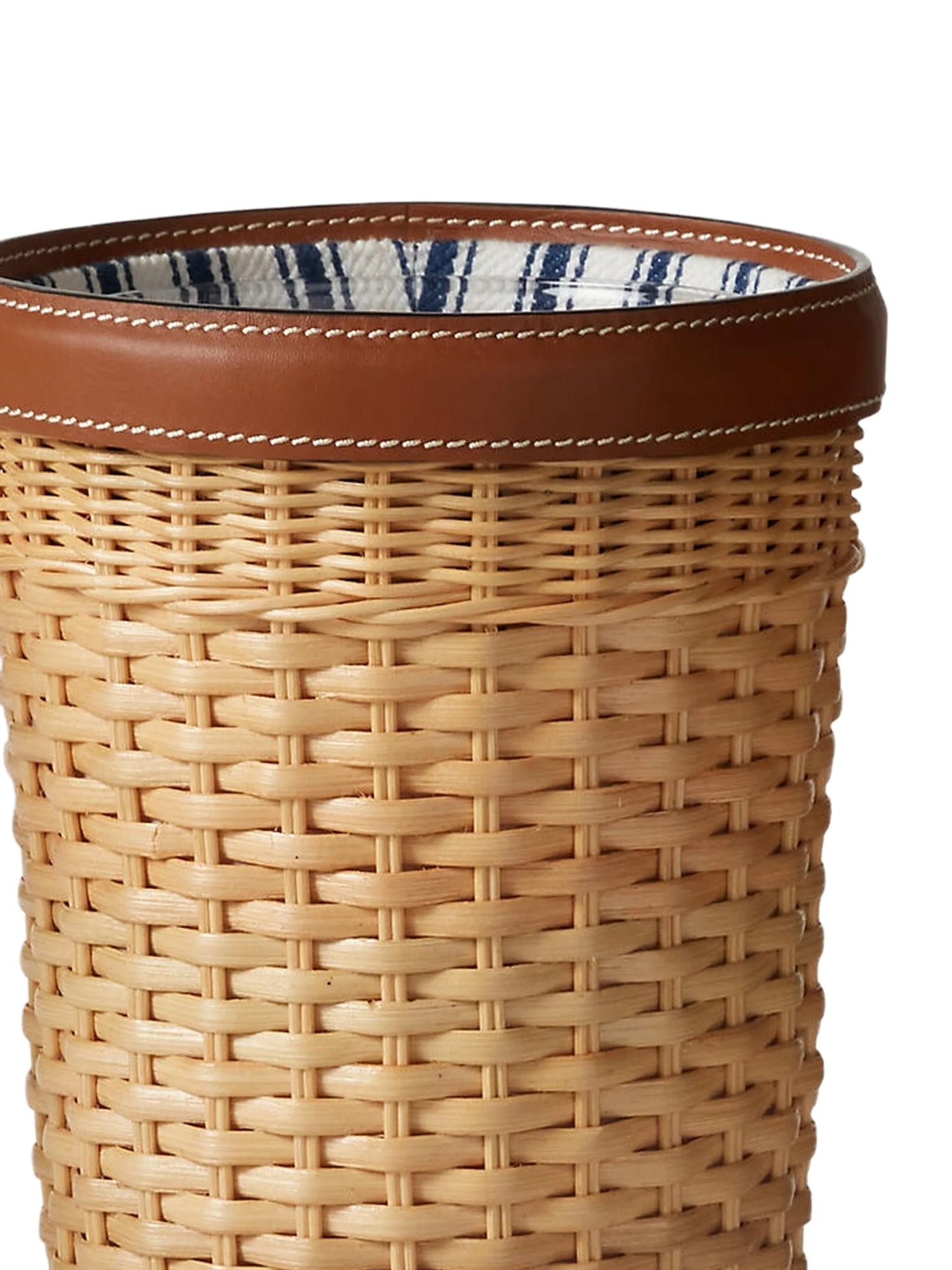 large Bailey woven leather-trim vase