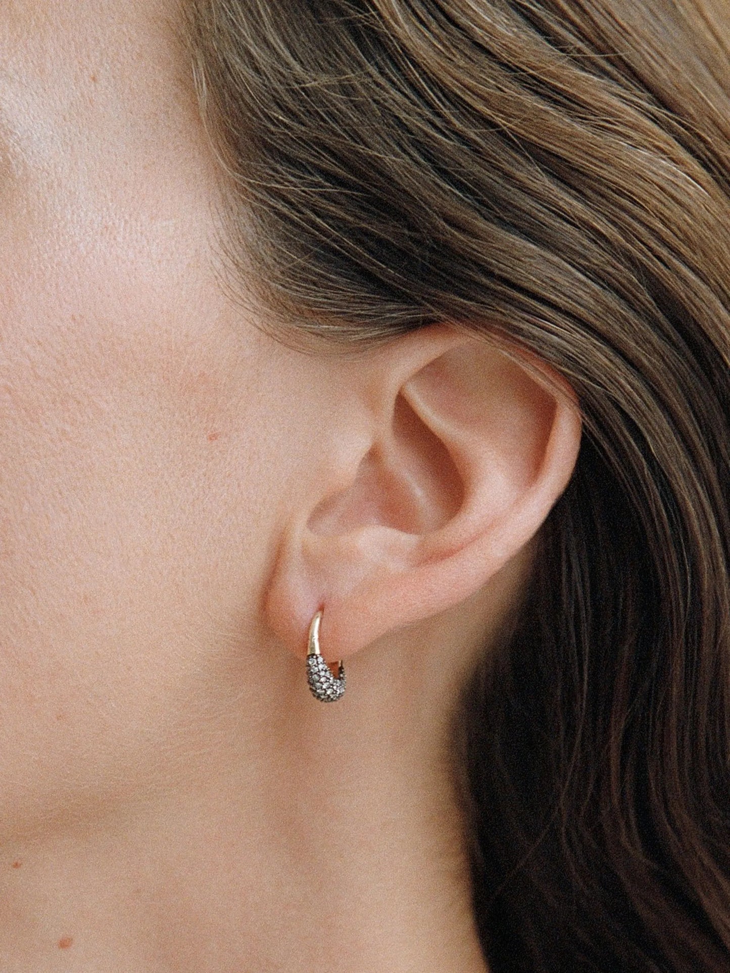 small Midnight diamond hoop earrings
