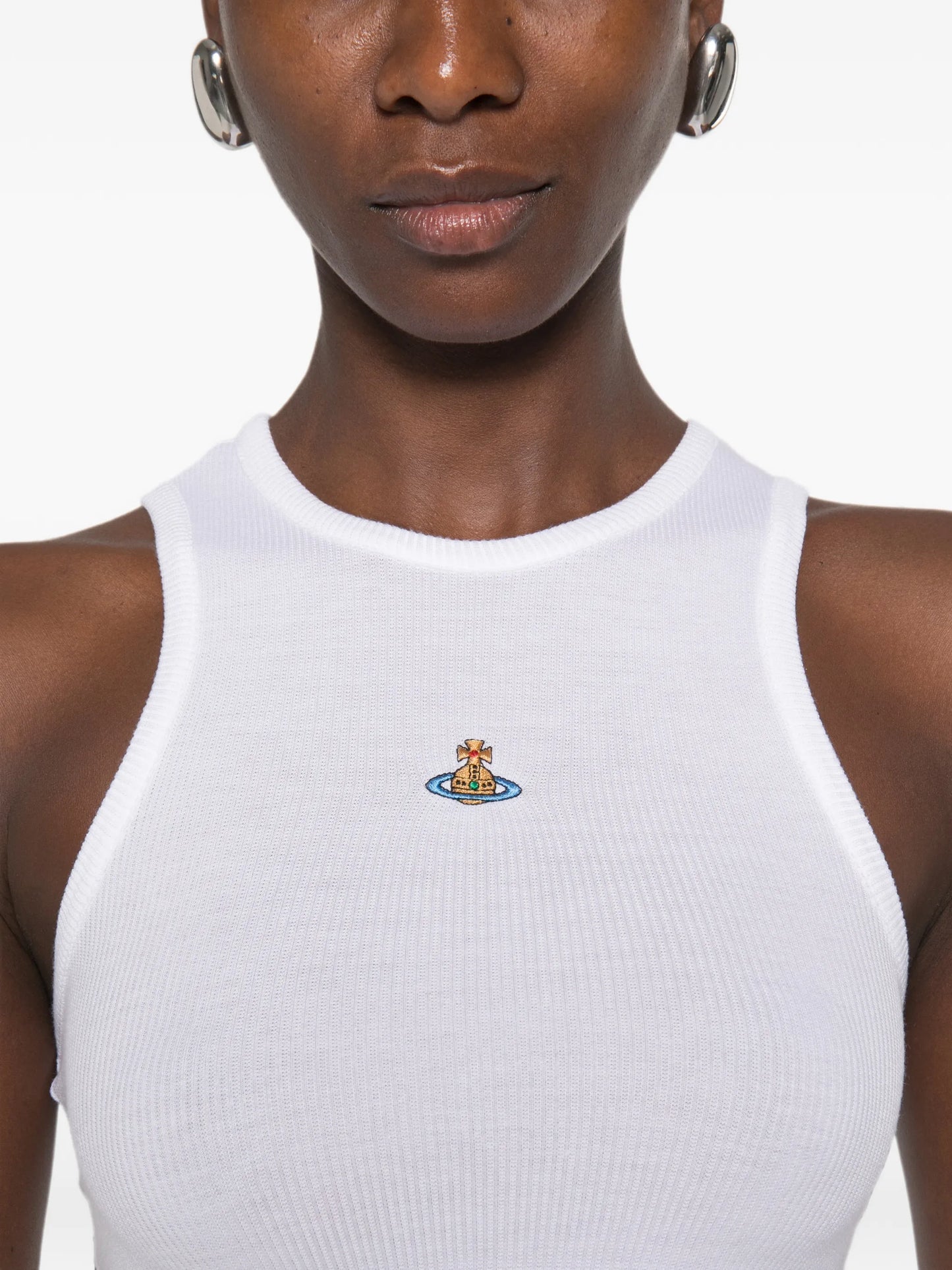 90s orb-embroidered ribbed vest