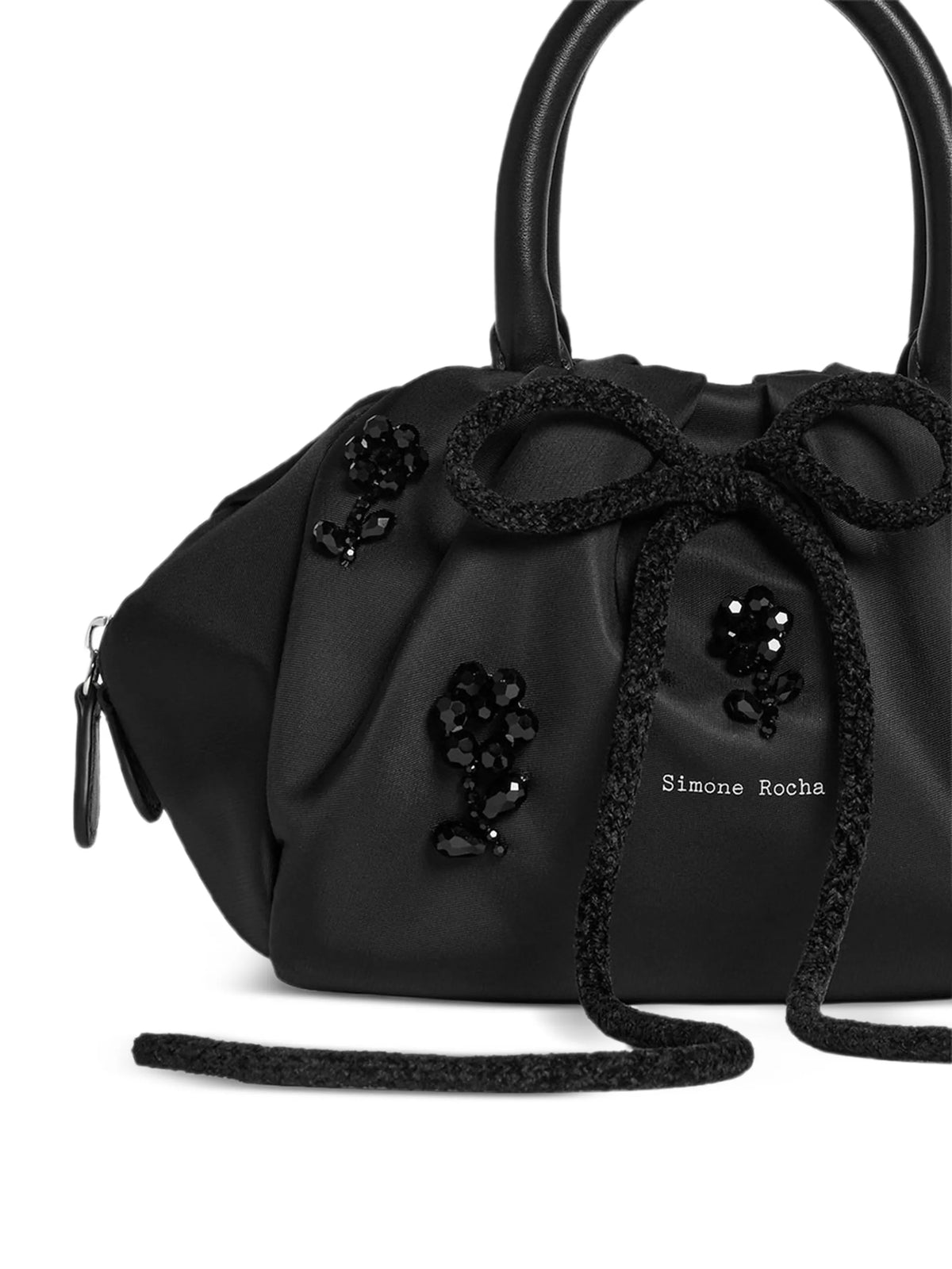 floral-appliqué tote bag
