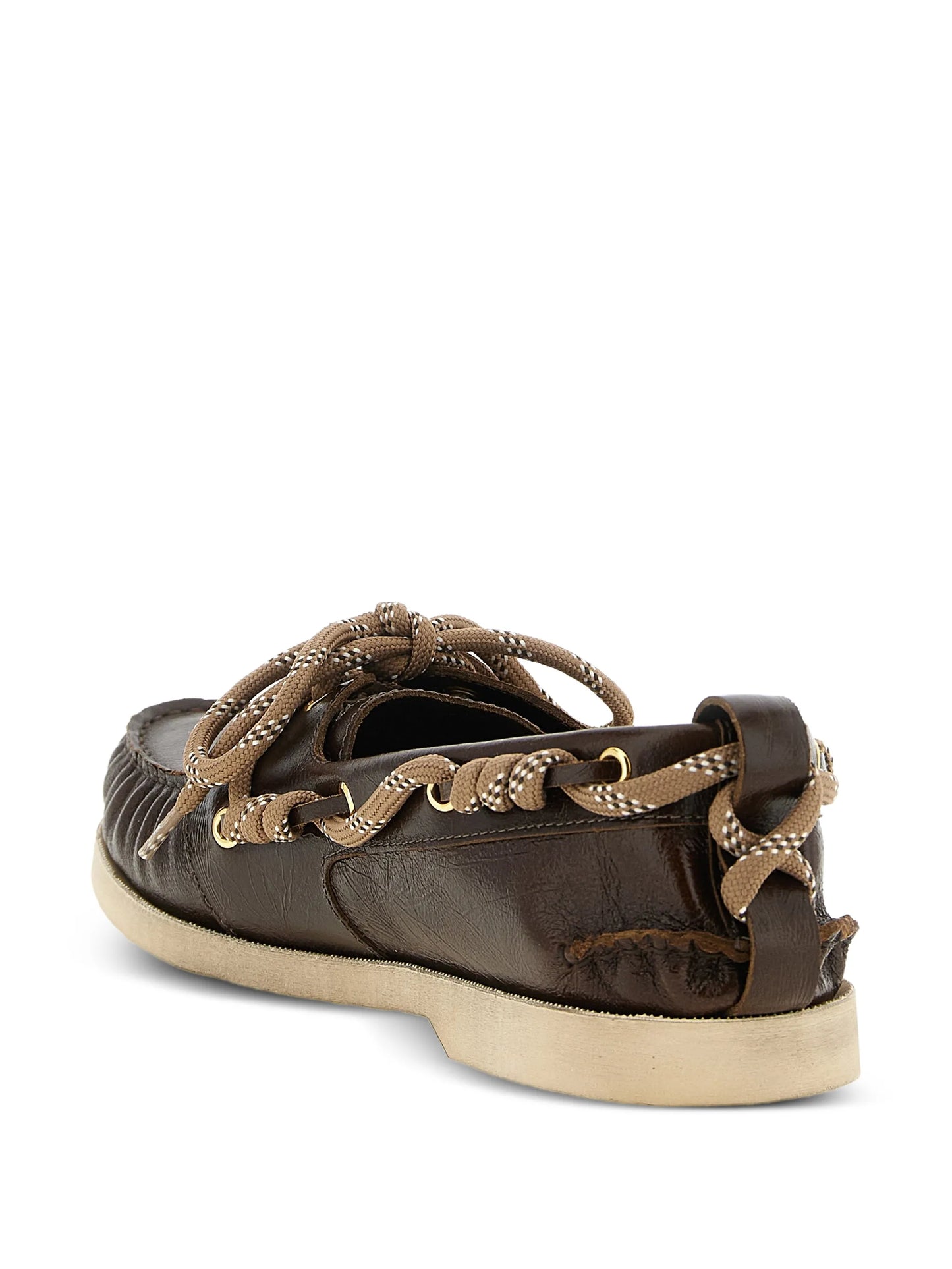 curled lace leather loafers