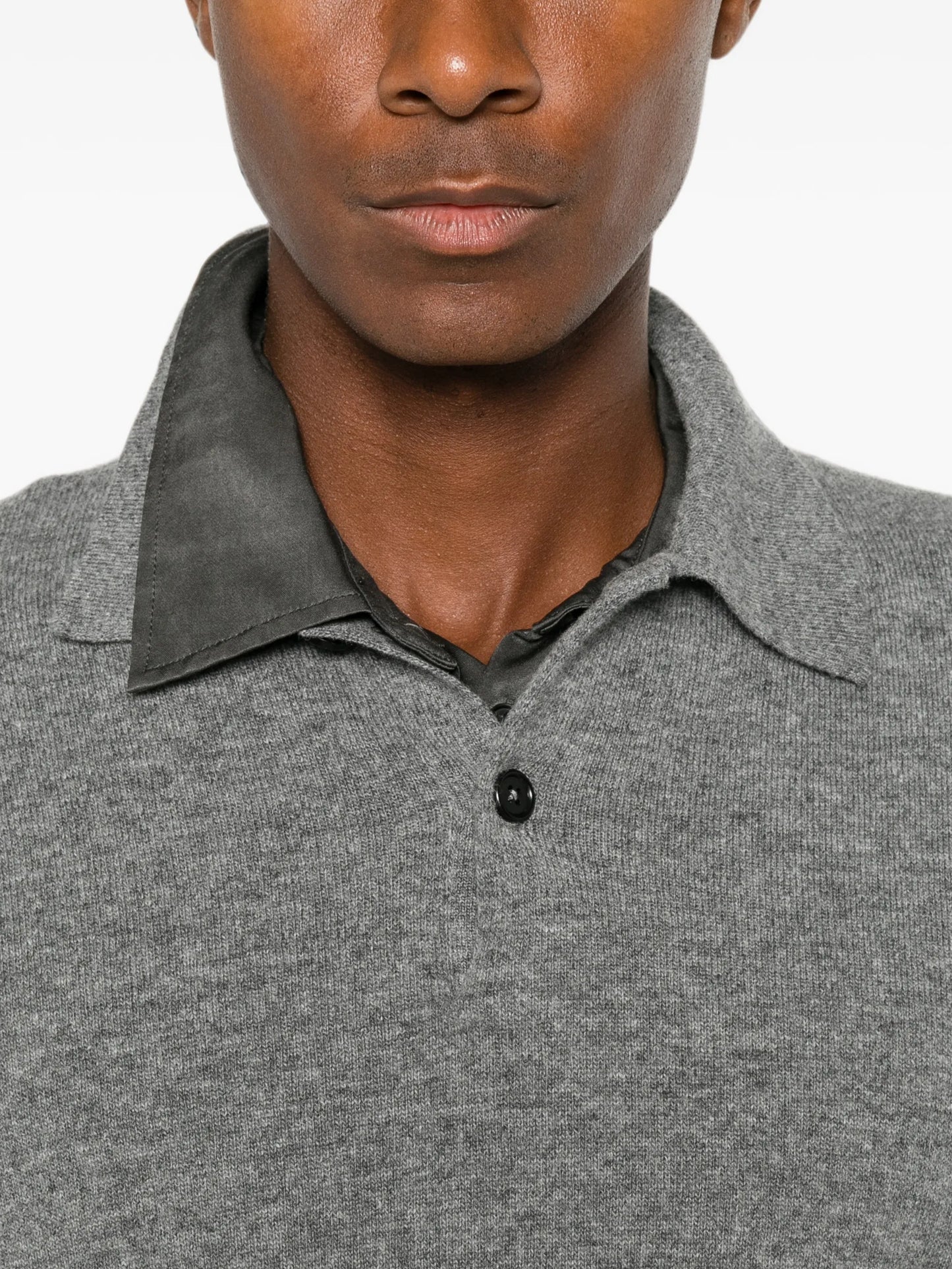 long-sleeve wool polo shirt
