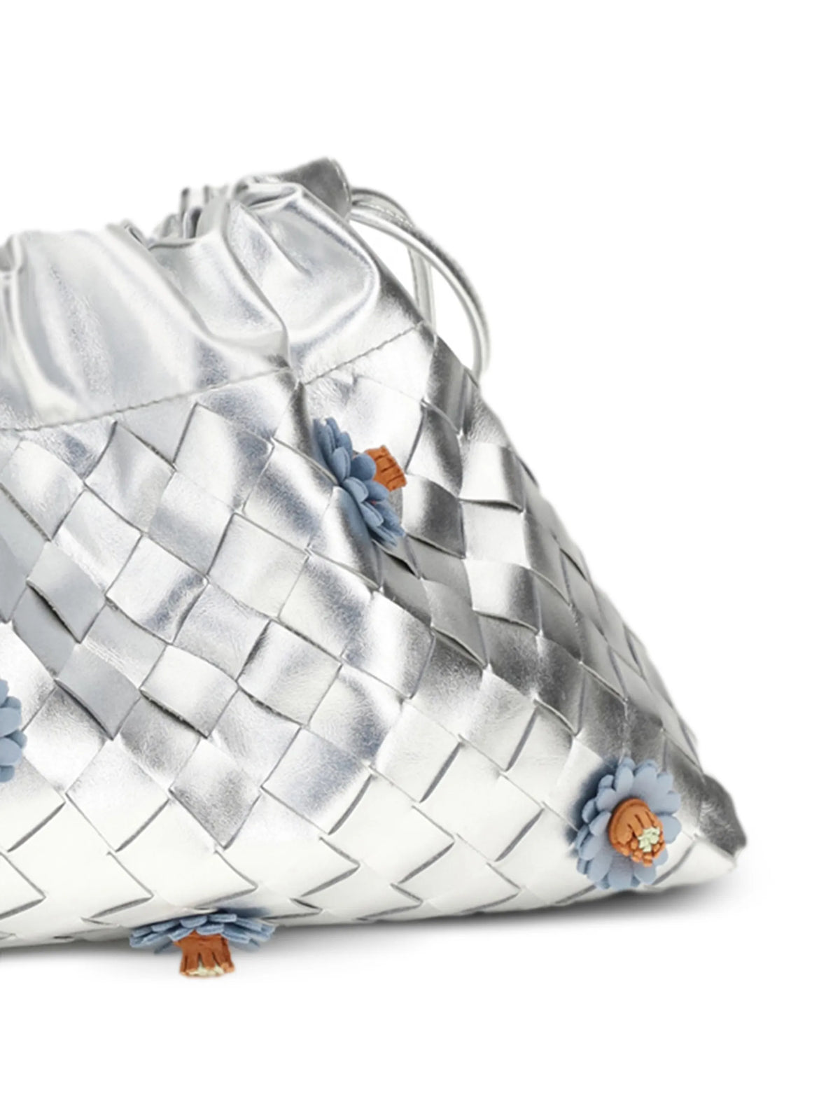 woven floral leather clutch bag