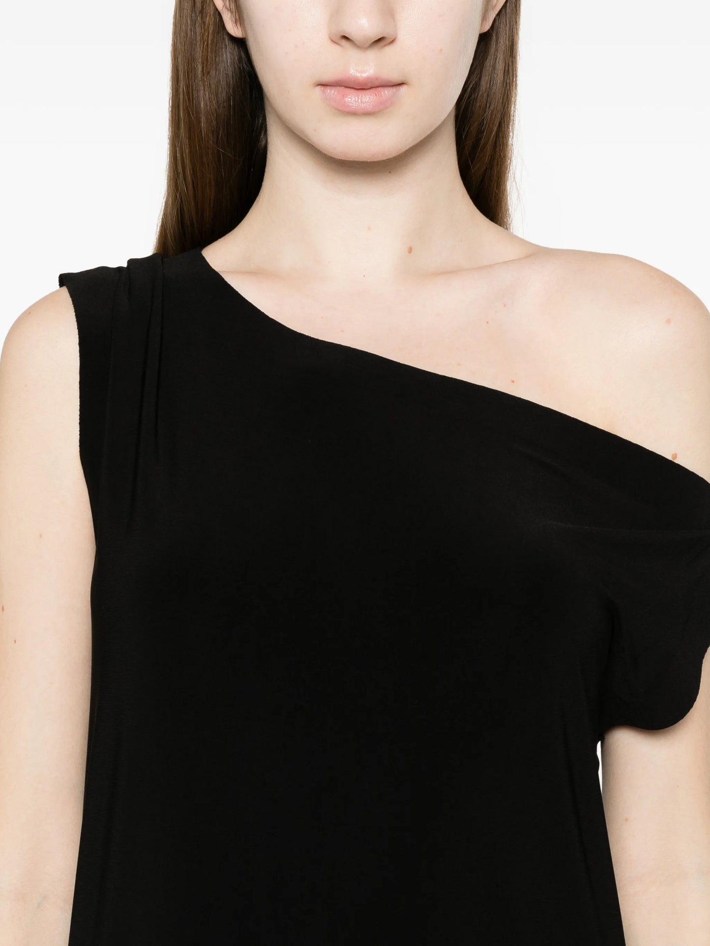 one-shoulder draped maxi dress