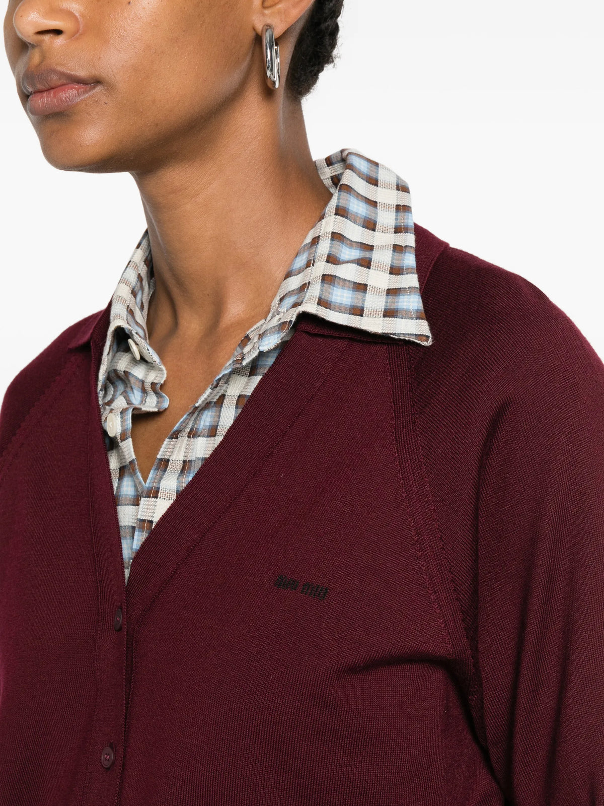 logo-embroidered V-neck cardigan