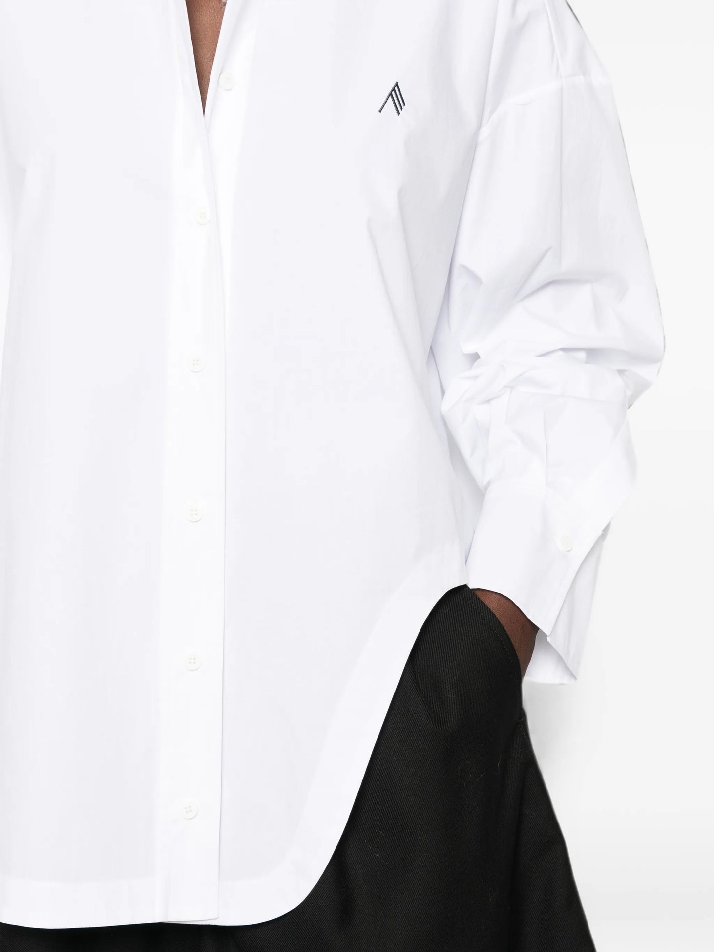 logo-embroidered oversized shirt