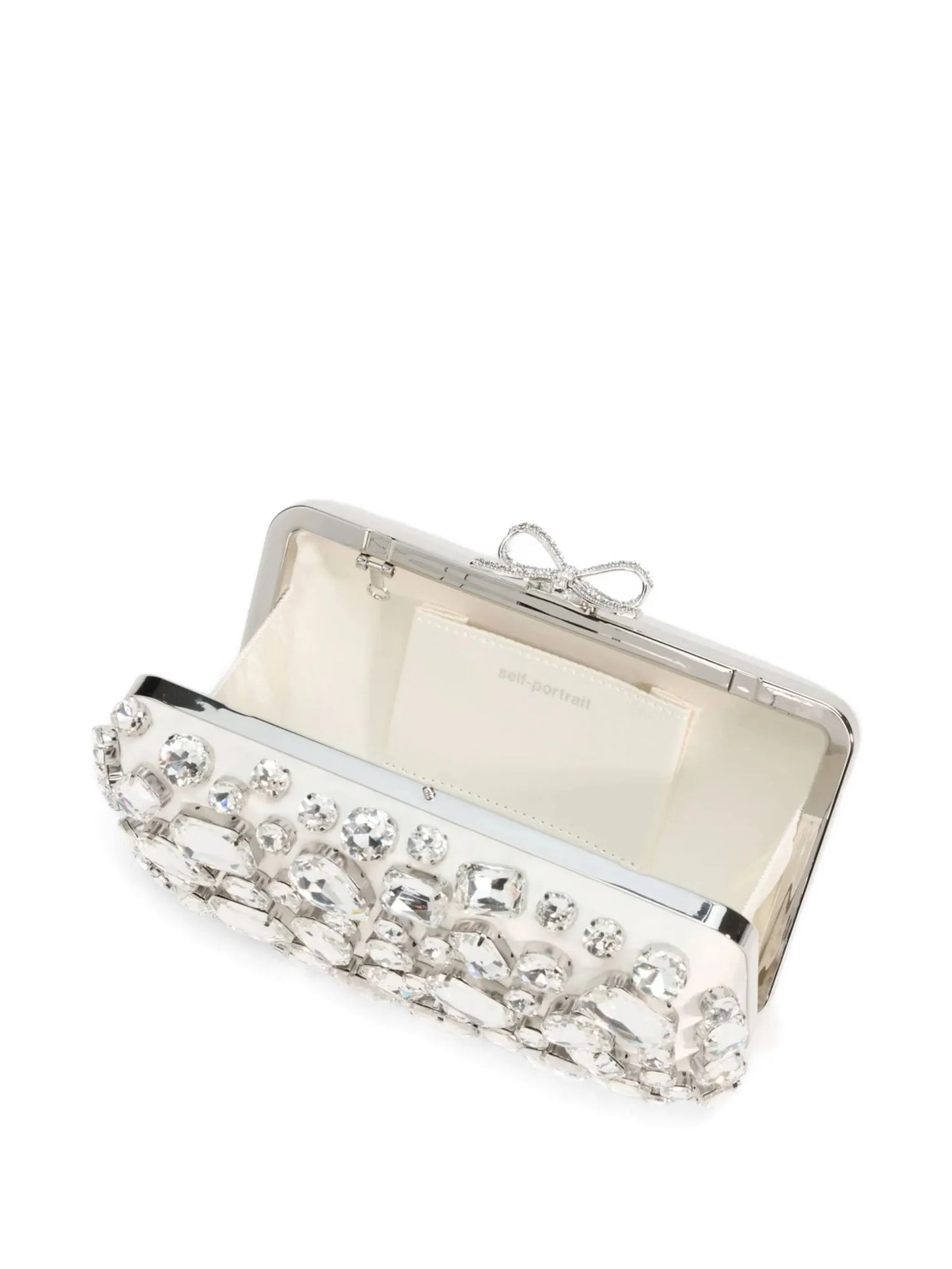 satin crystal-embellished clutch bag