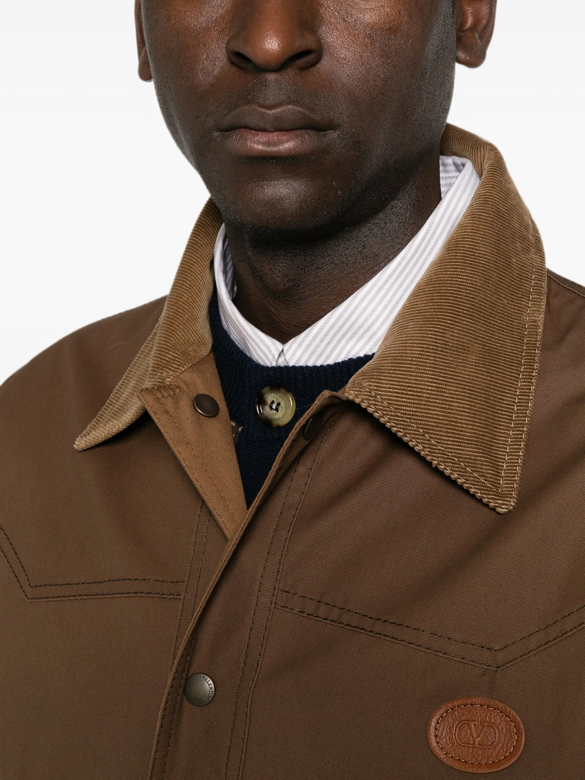 waxed cotton coat with VLogo patch