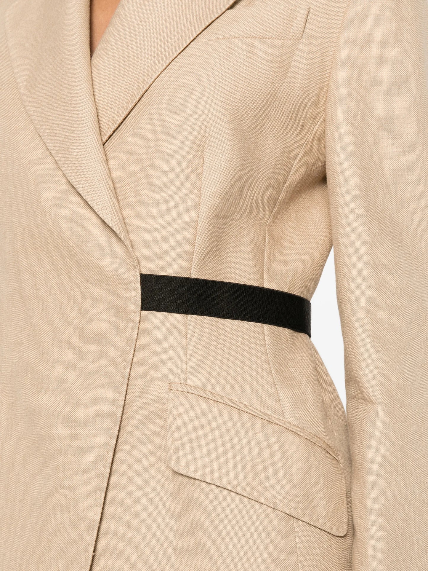 Mxsfionda black trim linen blazer