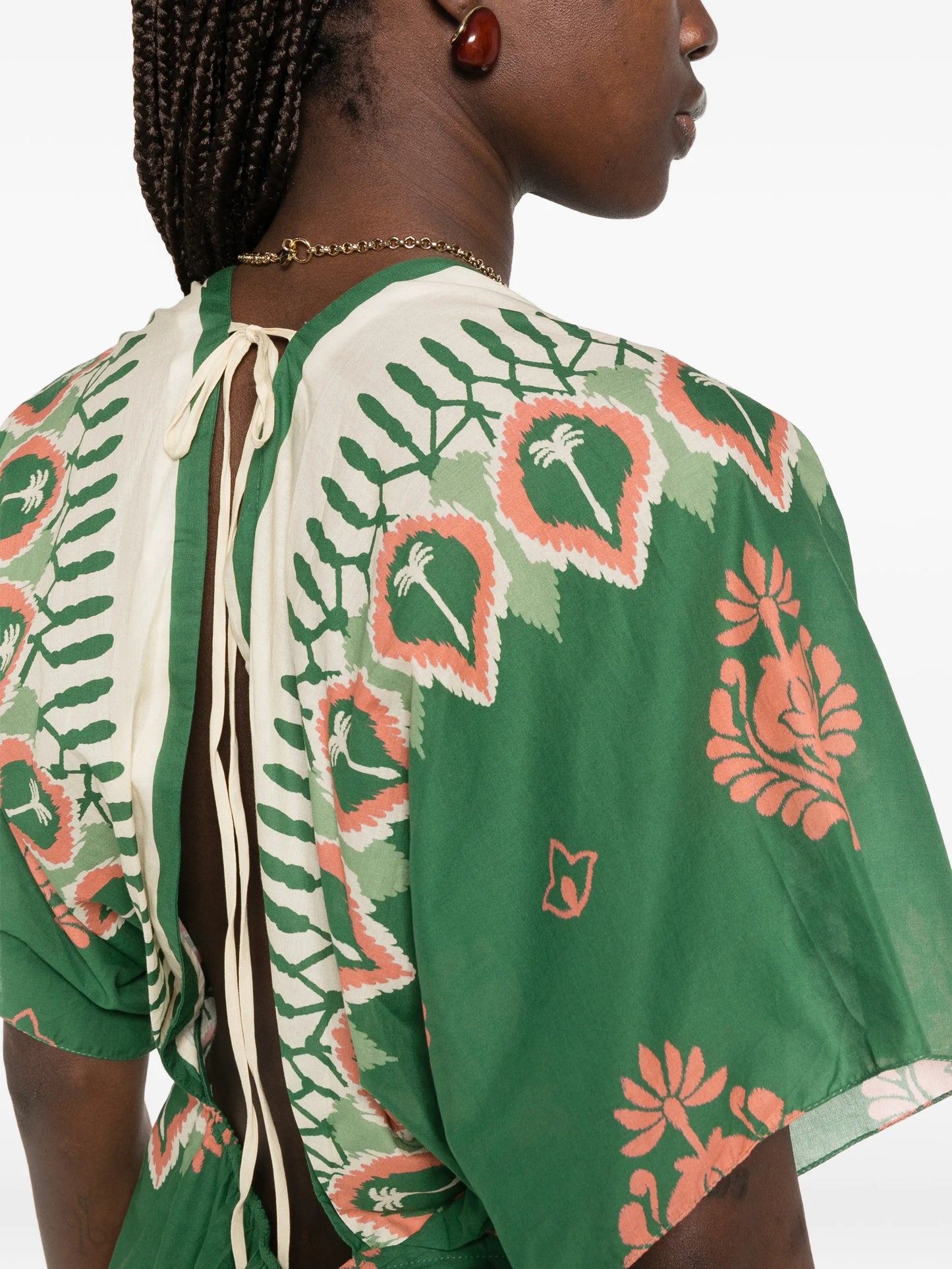 printed open-back mini dress