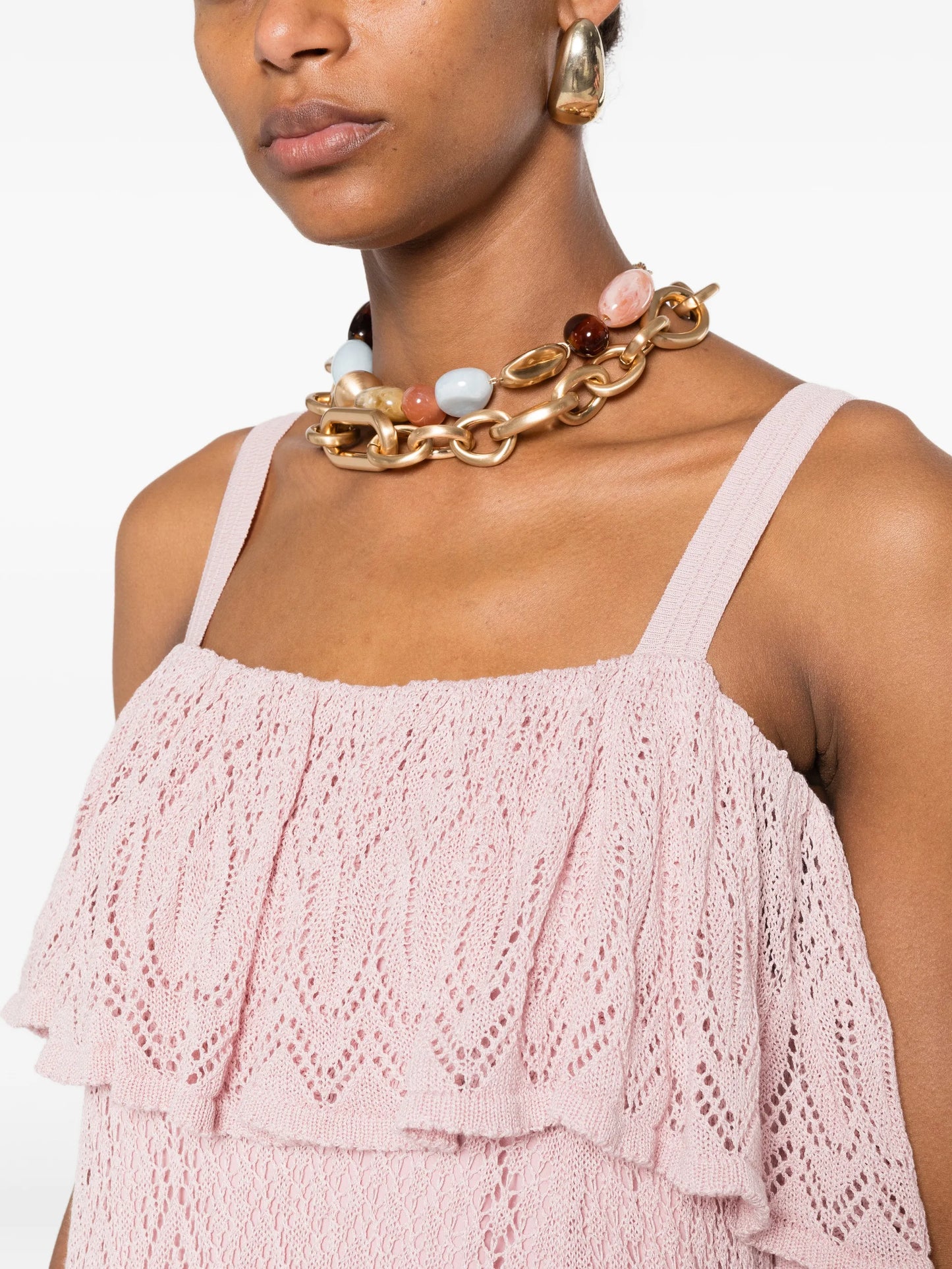 lace ruffled midi dress