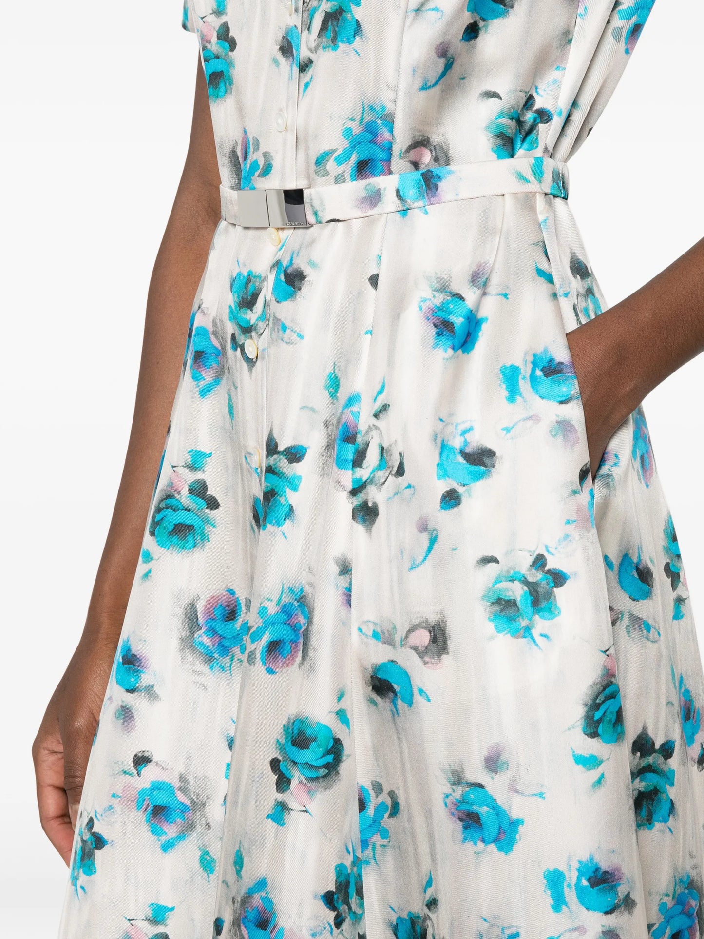 floral-print flared shirt dress