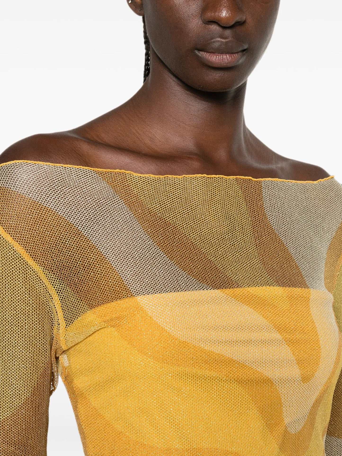 Ursa fishnet long-sleeve midi dress