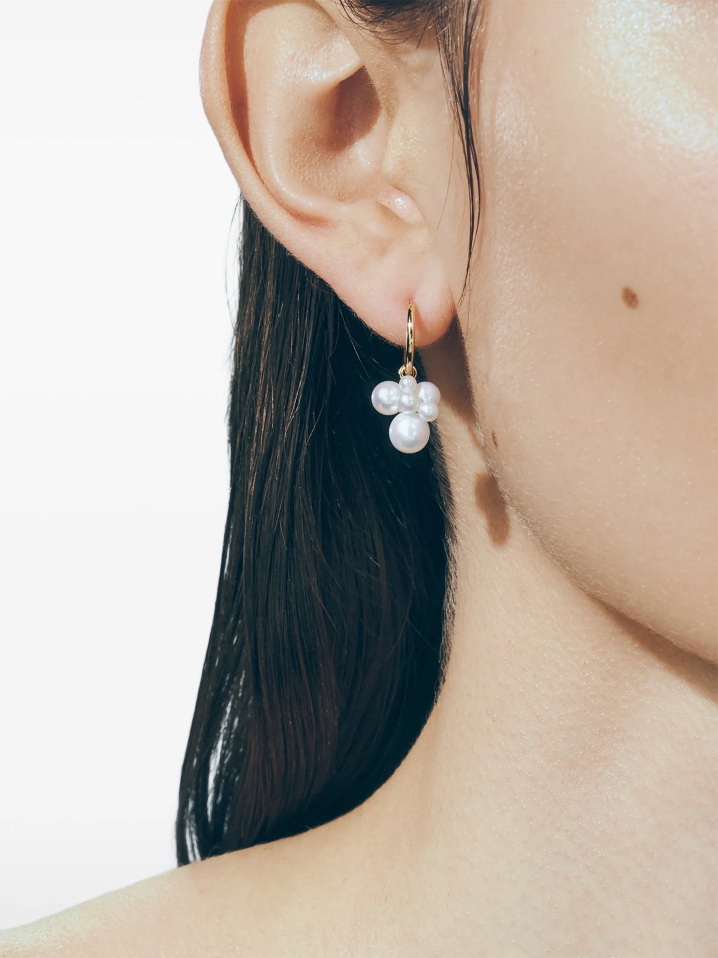 cluster hoop pearl earring
