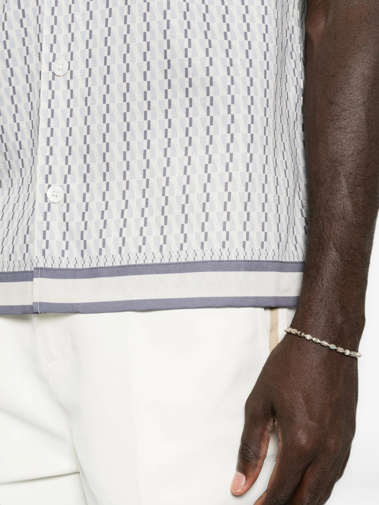 Galliano border-print shirt