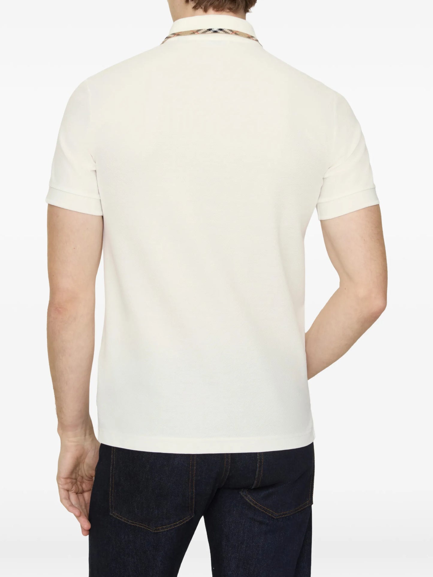 Check-trim cotton polo shirt