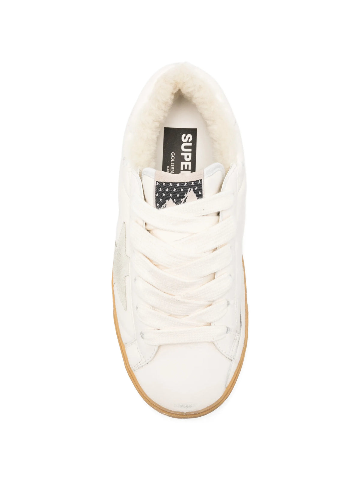 Super-Star in white nappa with suede star