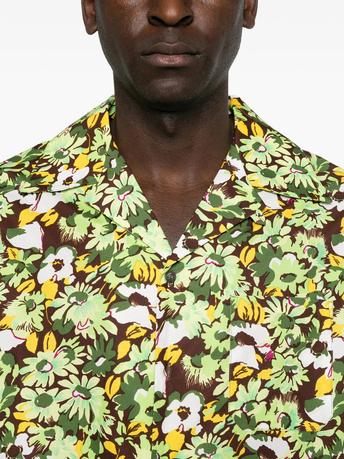 floral-print chest-pocket shirt