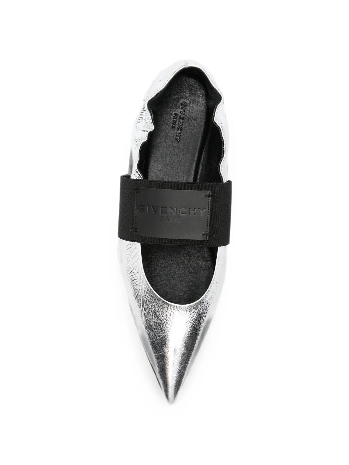 Crush wrinkled-effect leather ballet flats
