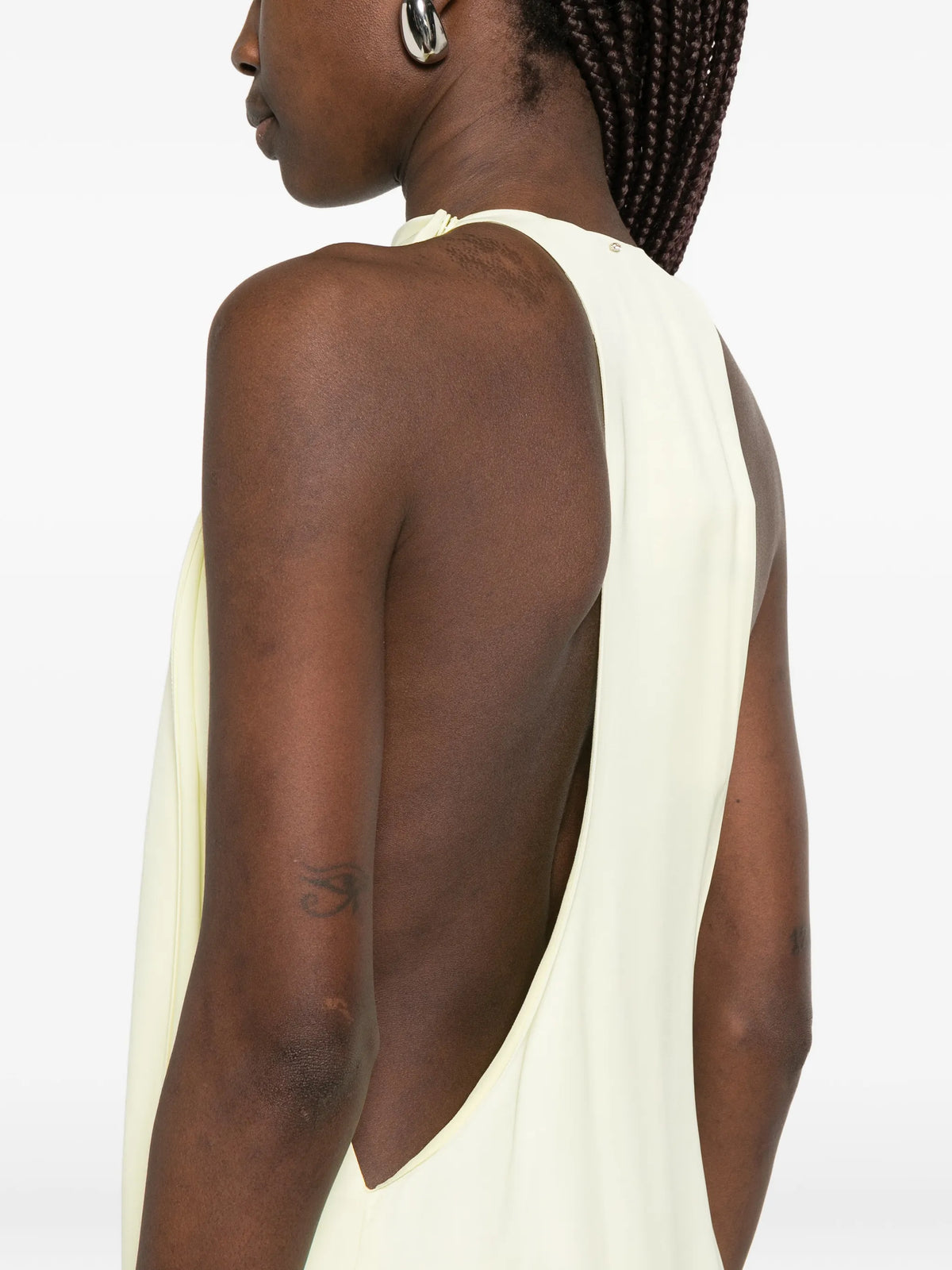 viscose satin draped dress - light yellow