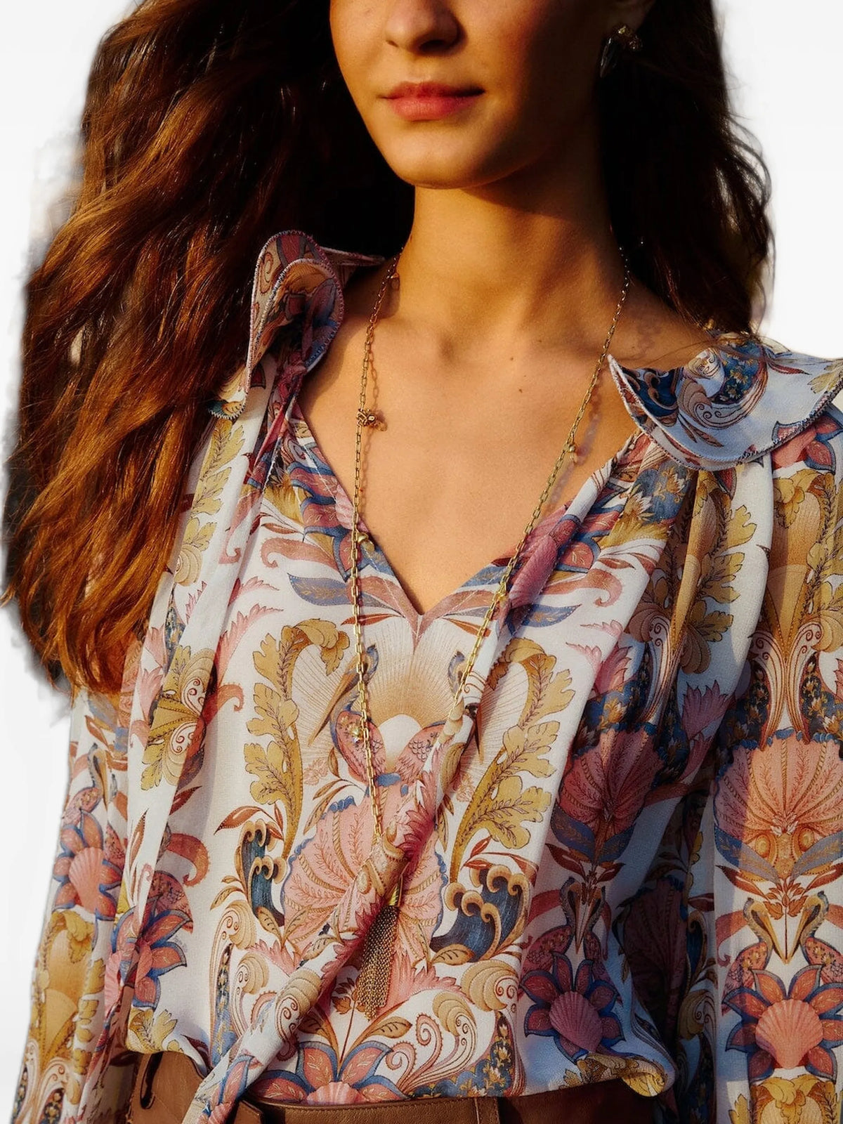 Off-White Sea Garden ruffled long sleeve blouse