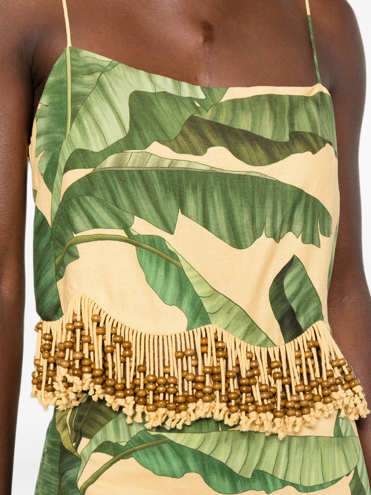 fruit leaves banana beaded fringes sleeveless top