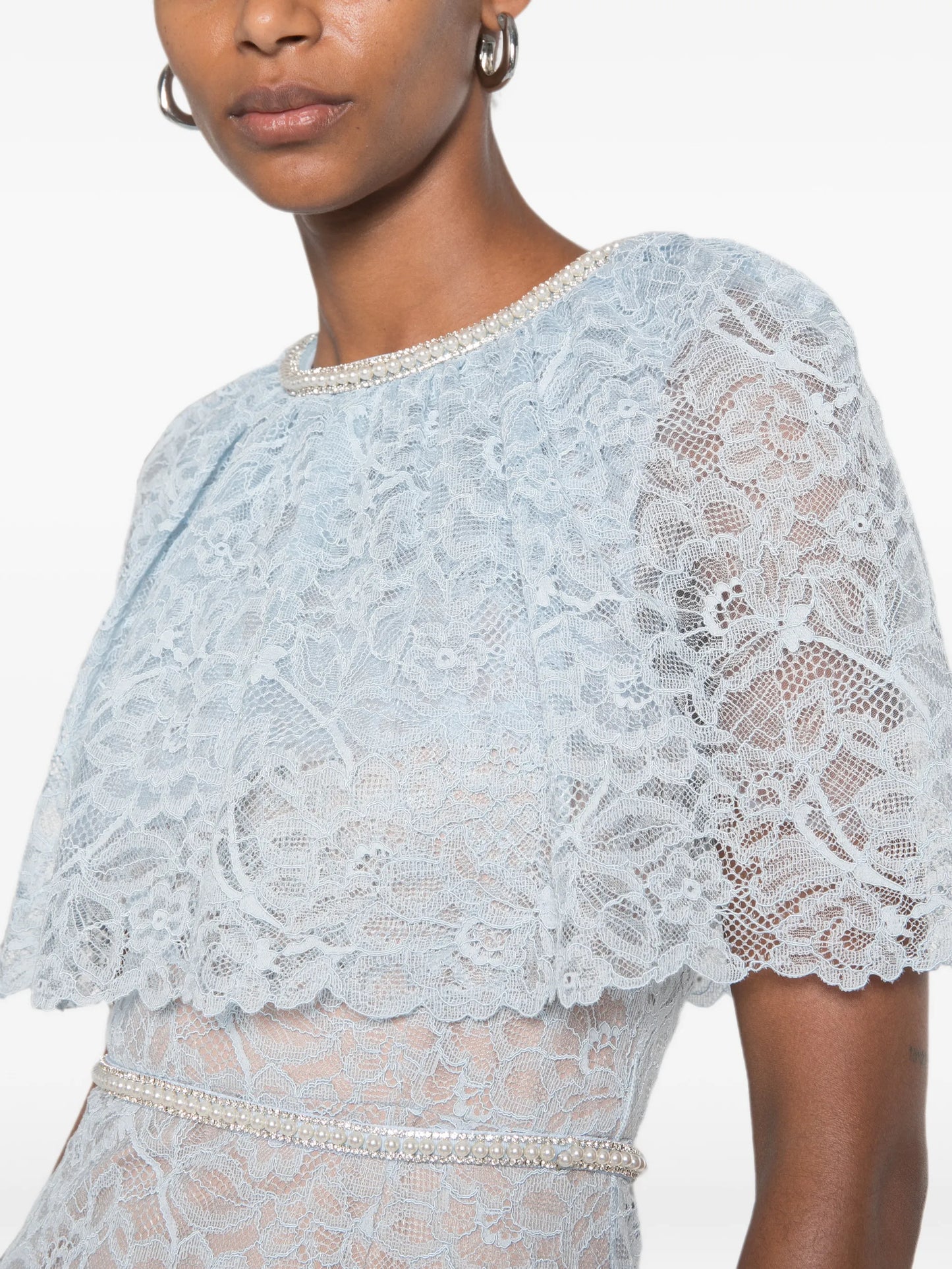 lace-detail embellished midi dress