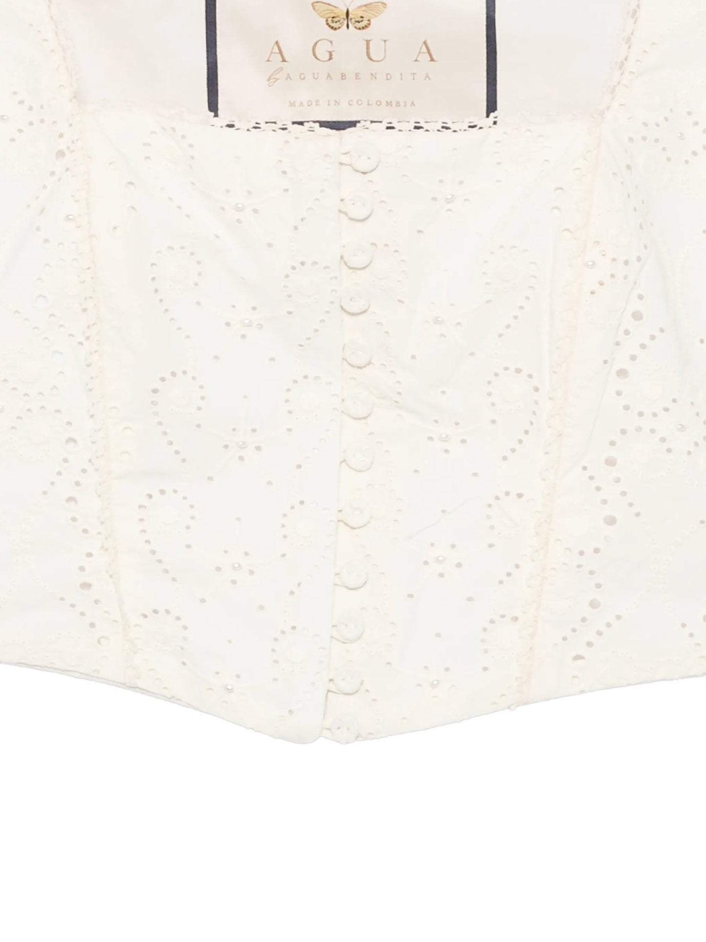 Cornalina eyelet-embroidered crop top