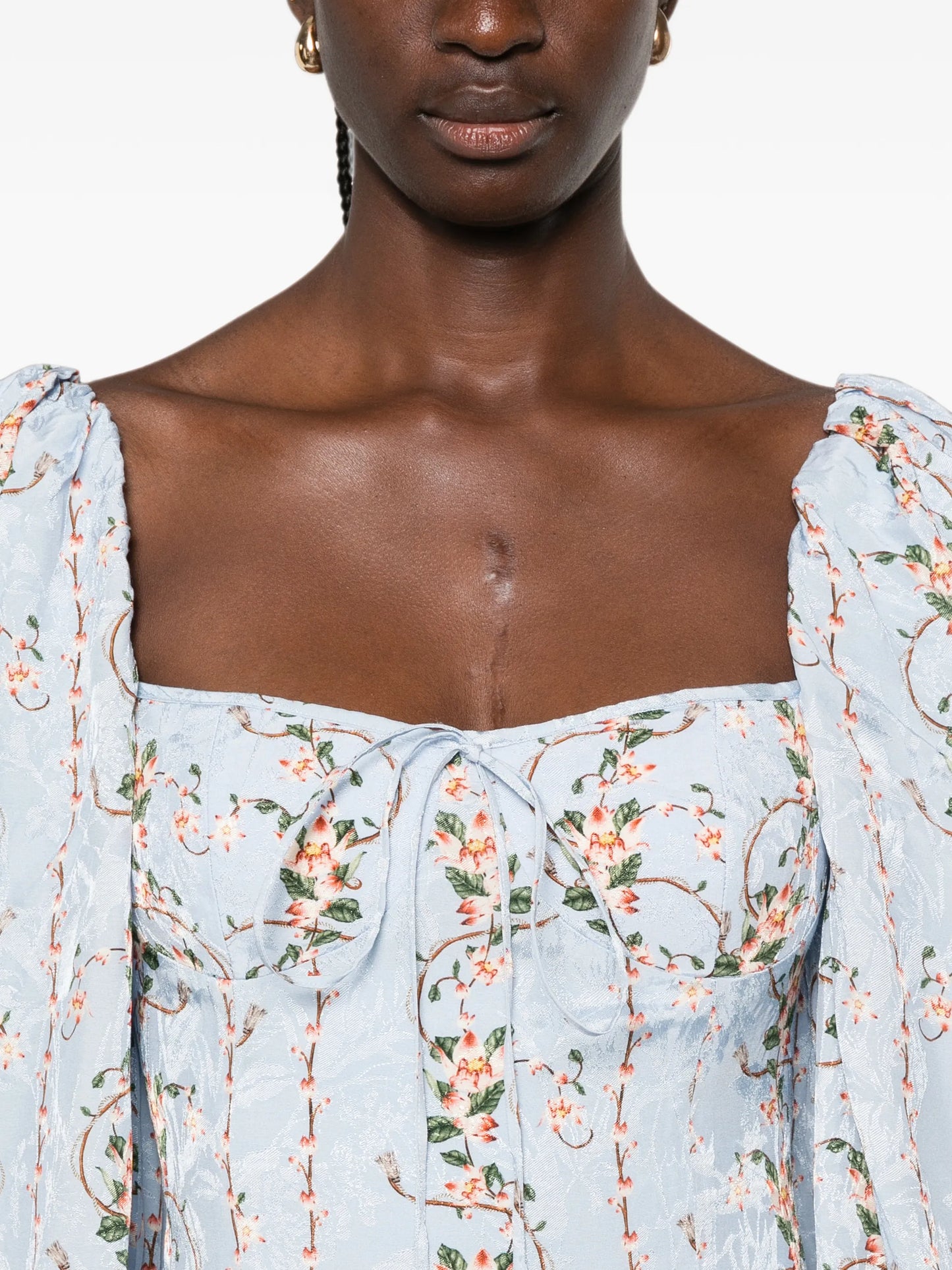 Lorena floral-jacquard mini dress
