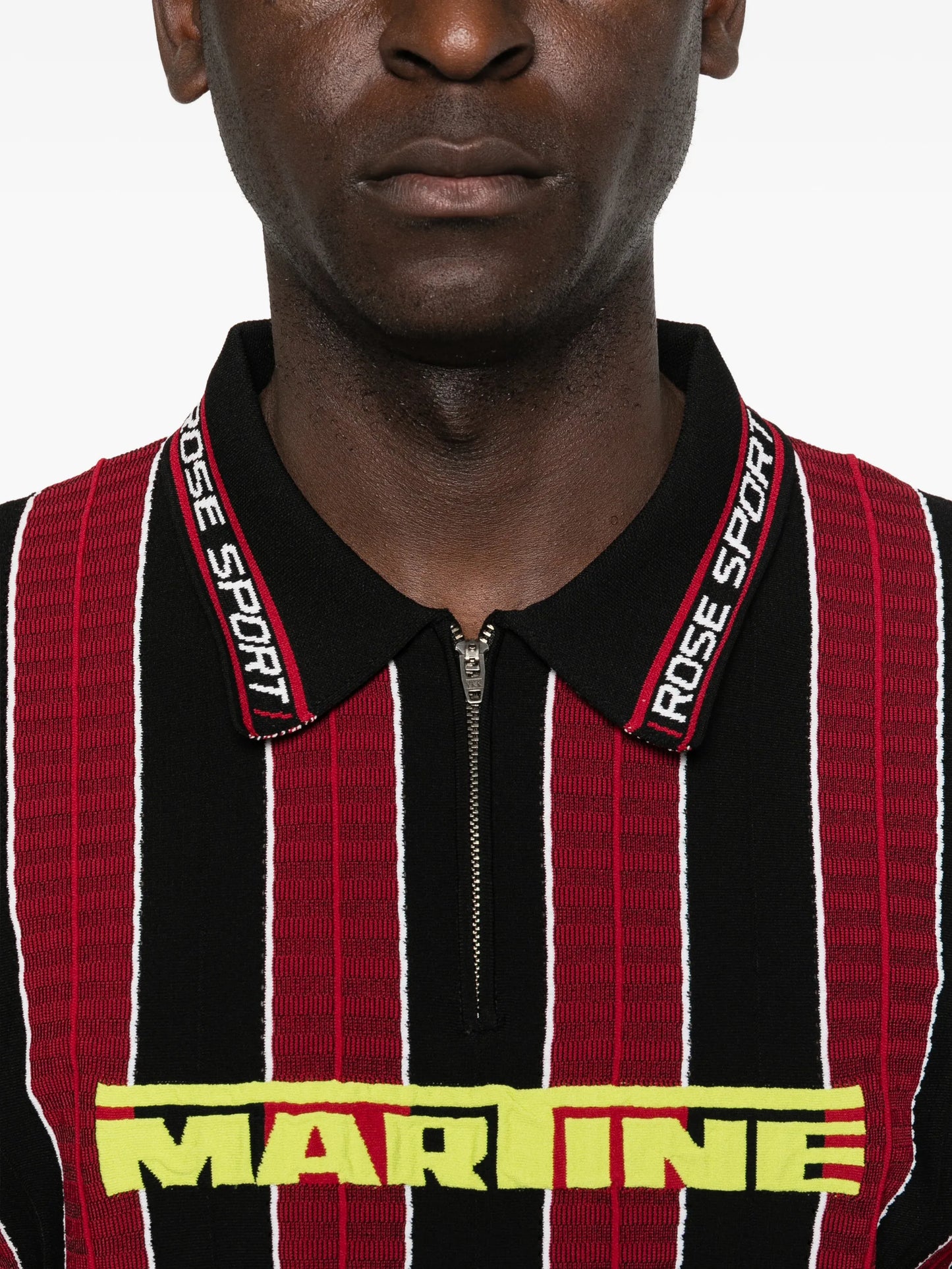 striped zip polo shirt