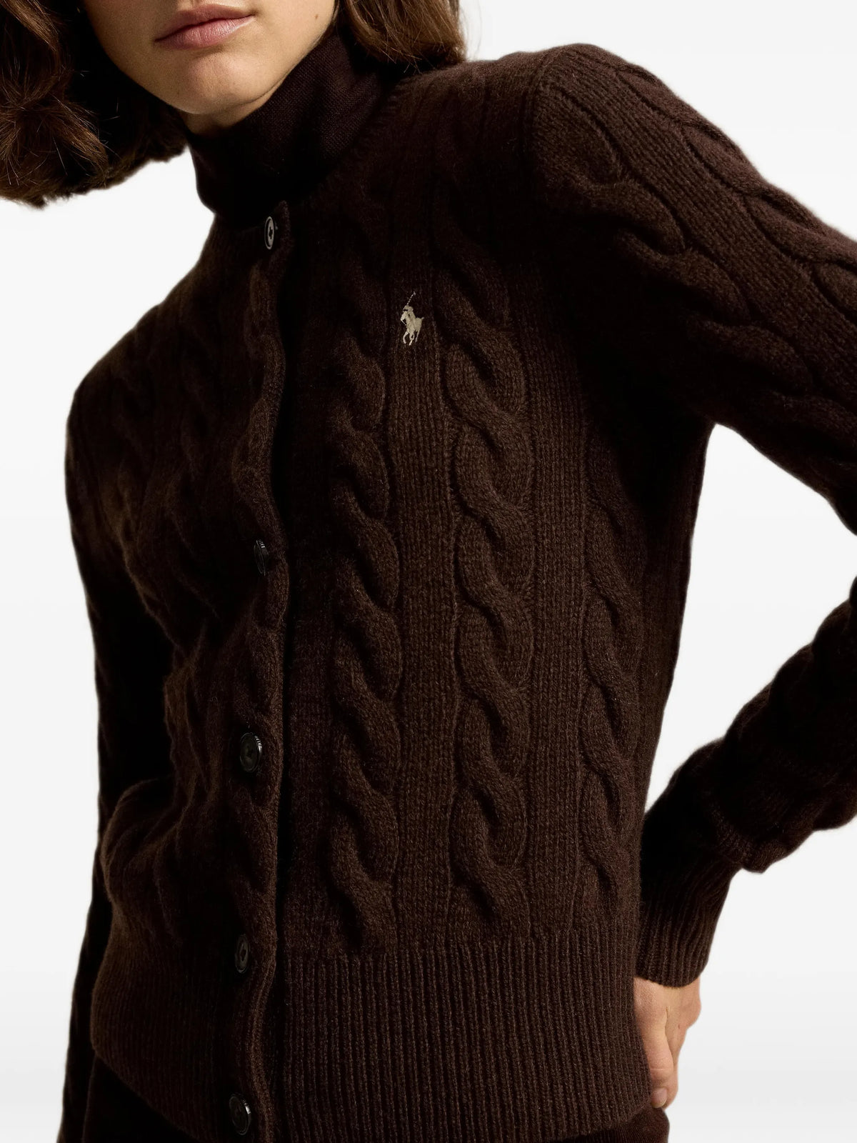 cable-knit wool-cashmere cardigan
