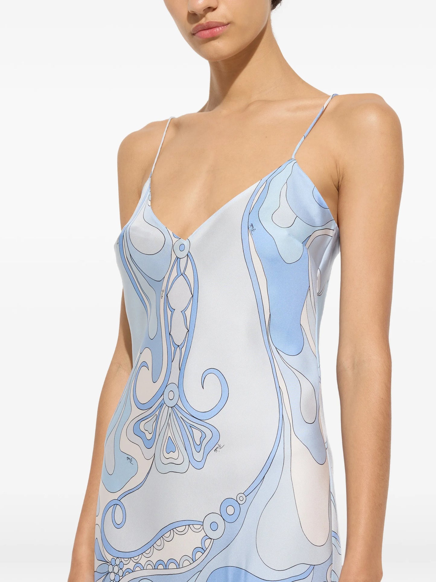 Orchidee and Soleil-print silk dress with cape