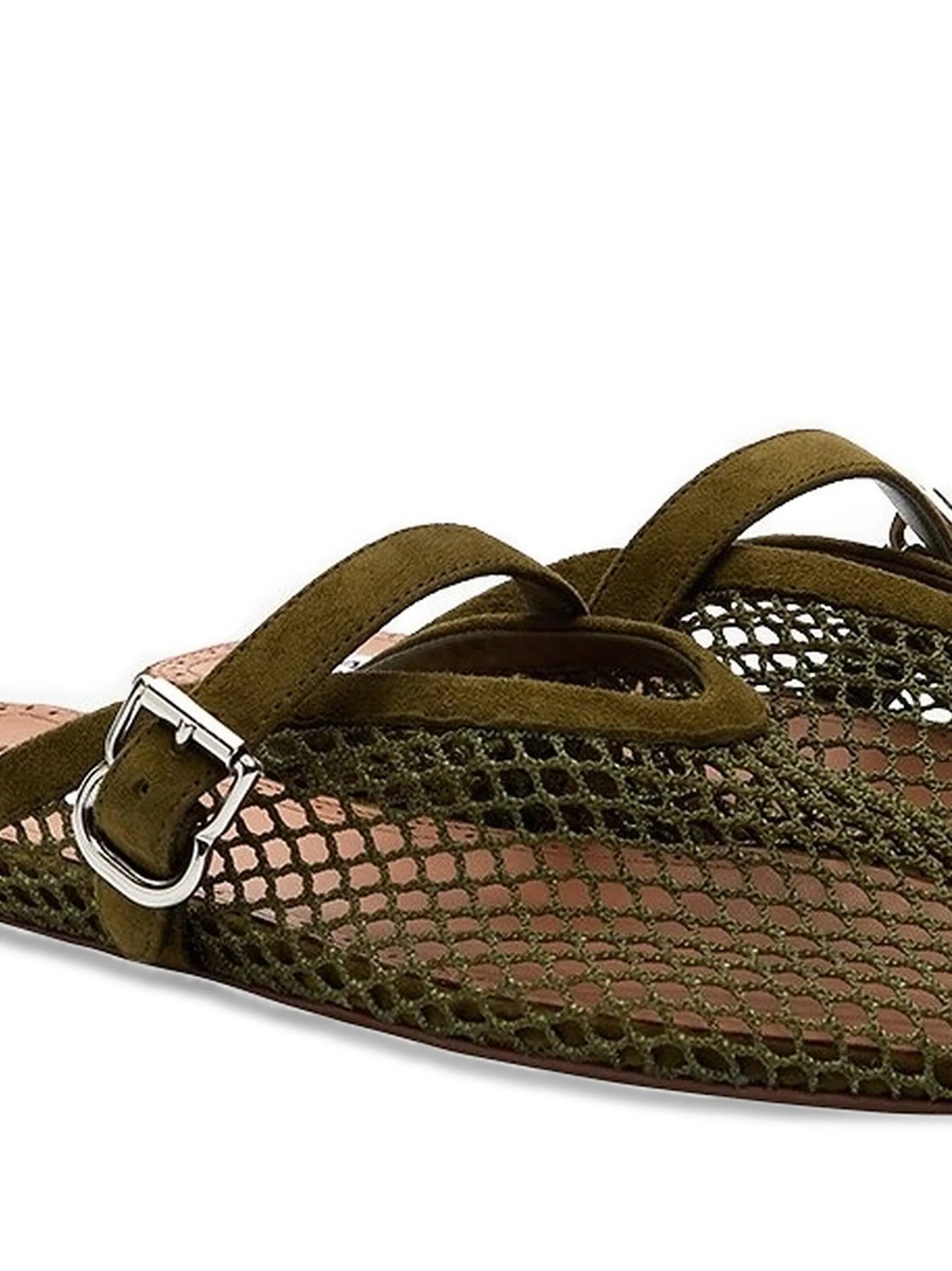 fishnet flat mules