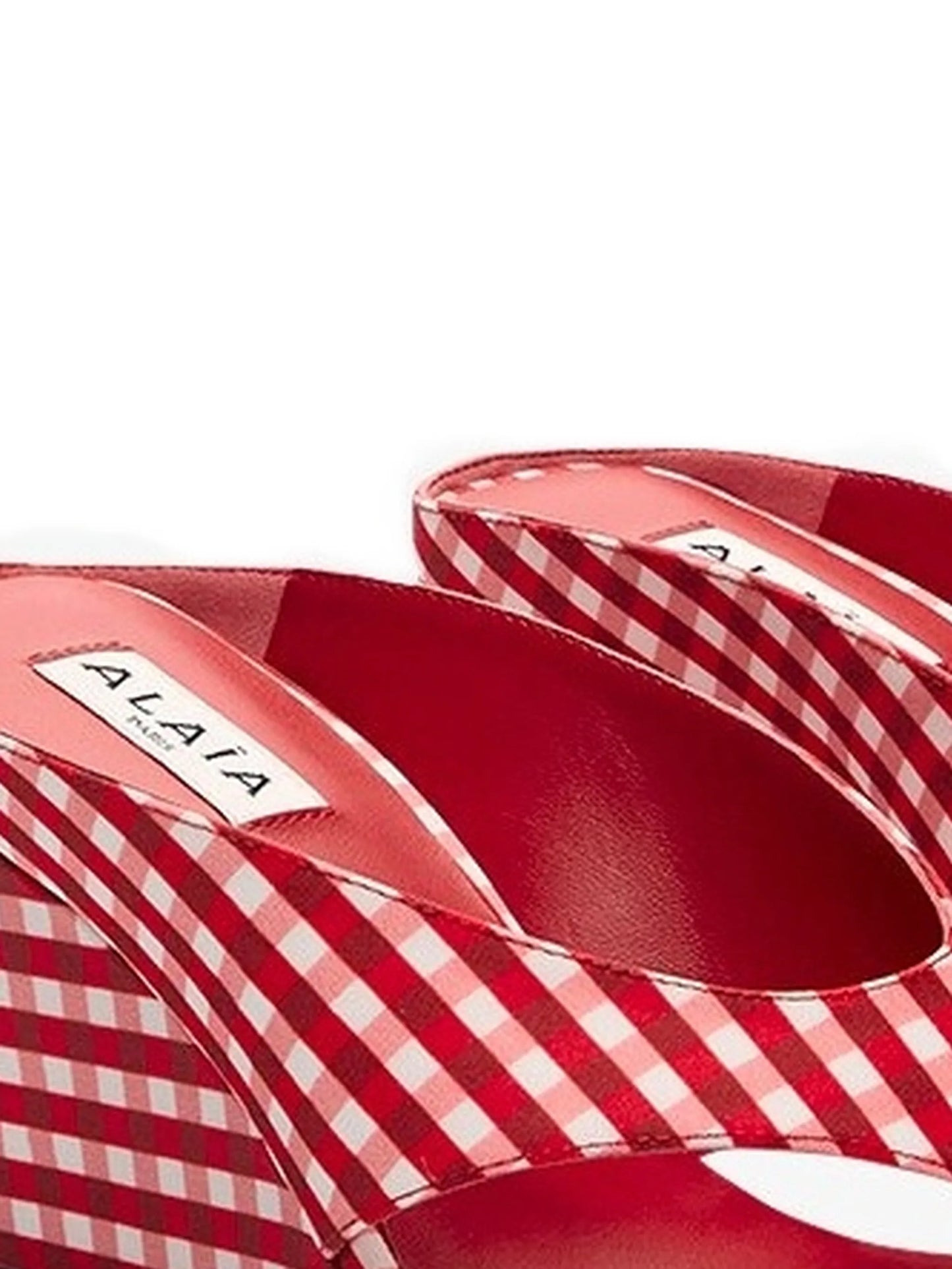 cube thong mules in vichy print