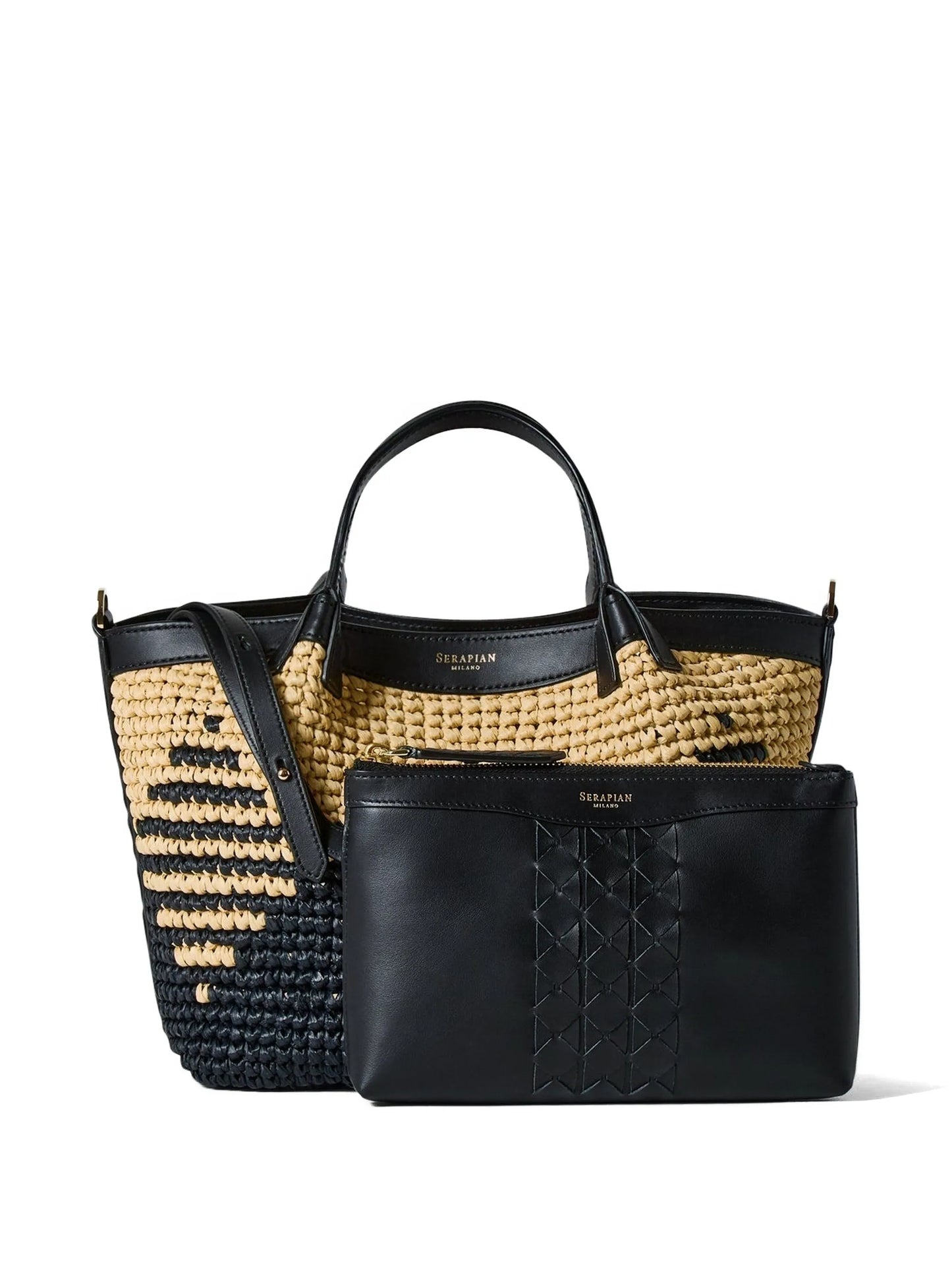 mini Secret mosaic raffia tote bag