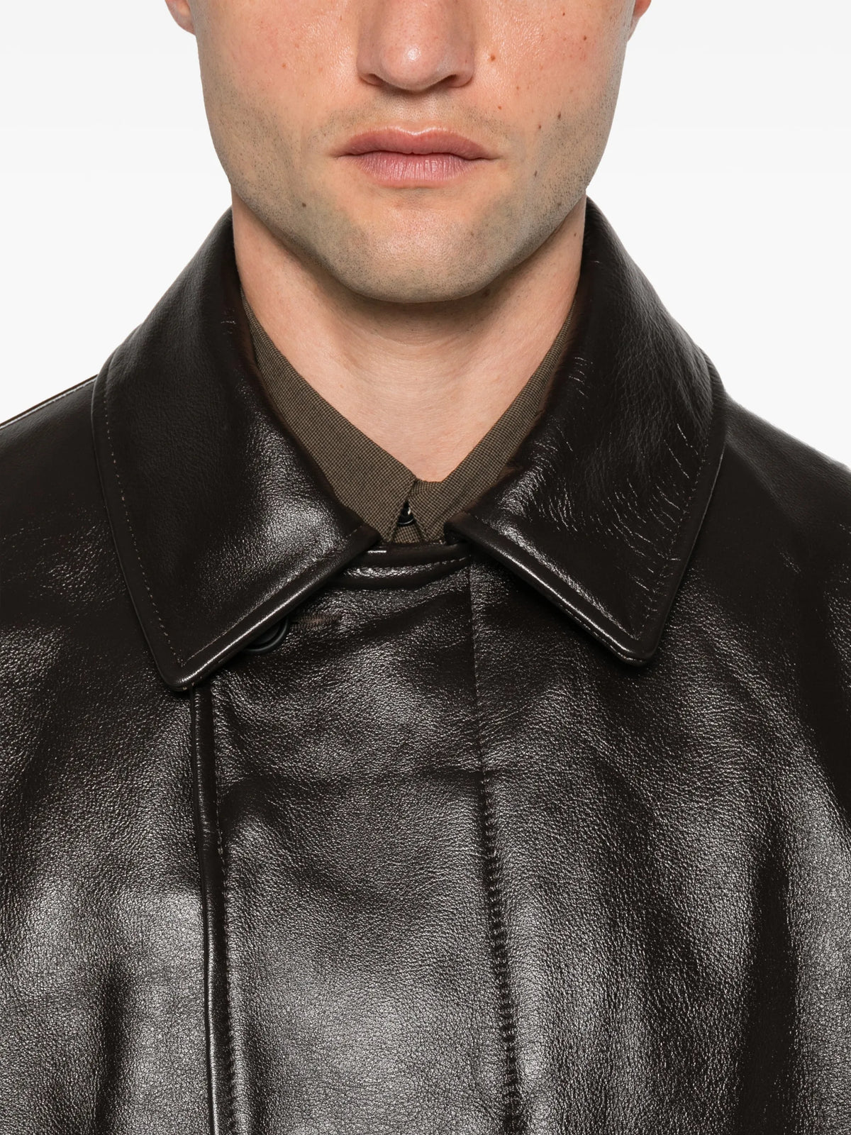 Fold leather jacket