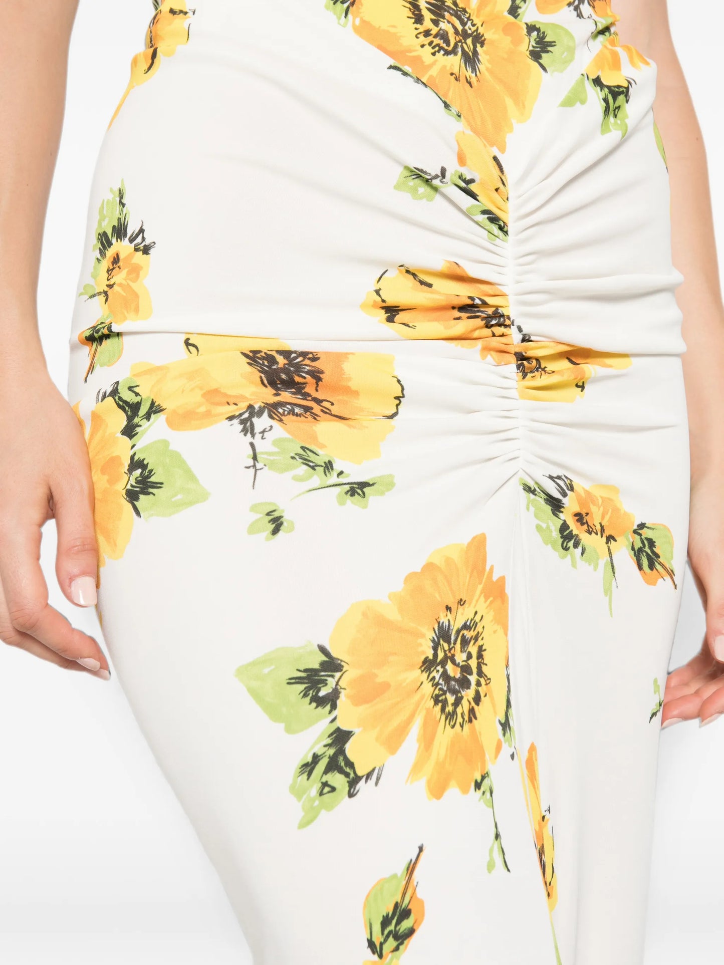 draped printed dress
