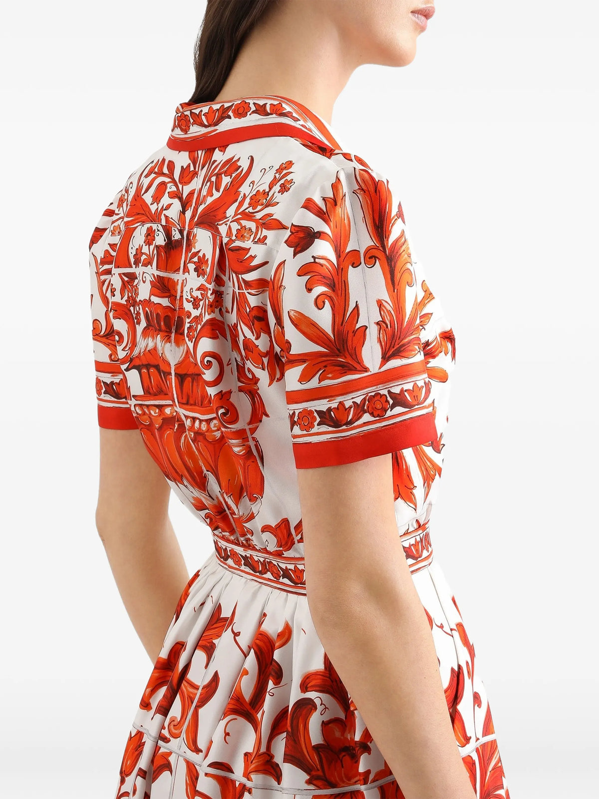 majolica-print twill dress