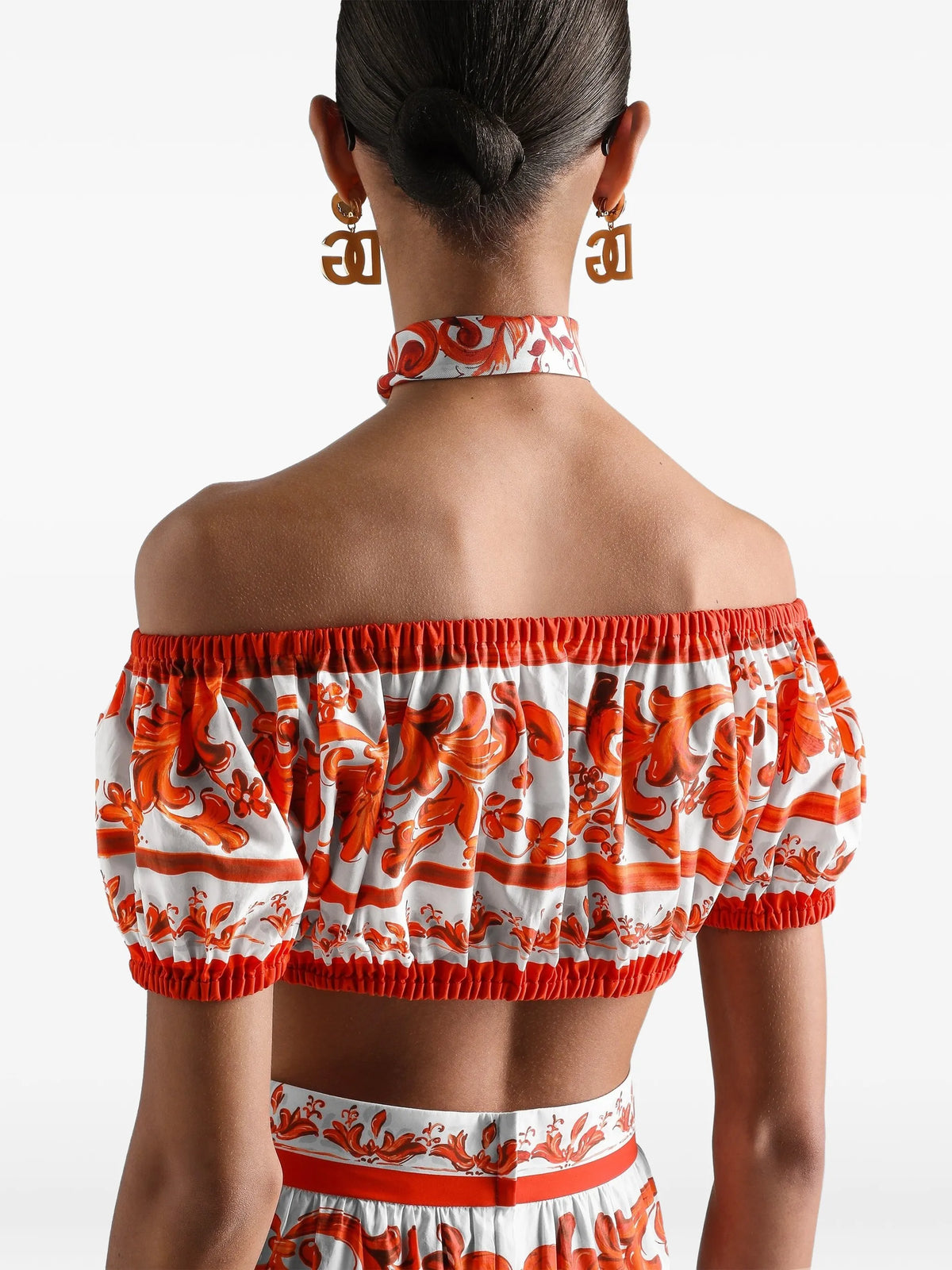 Majolica-print poplin top