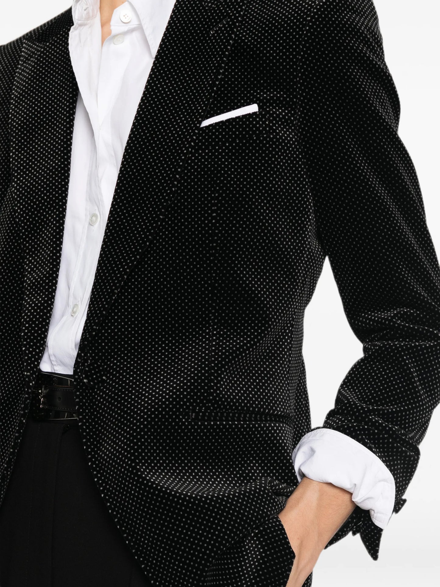 polka-dot velvet blazer