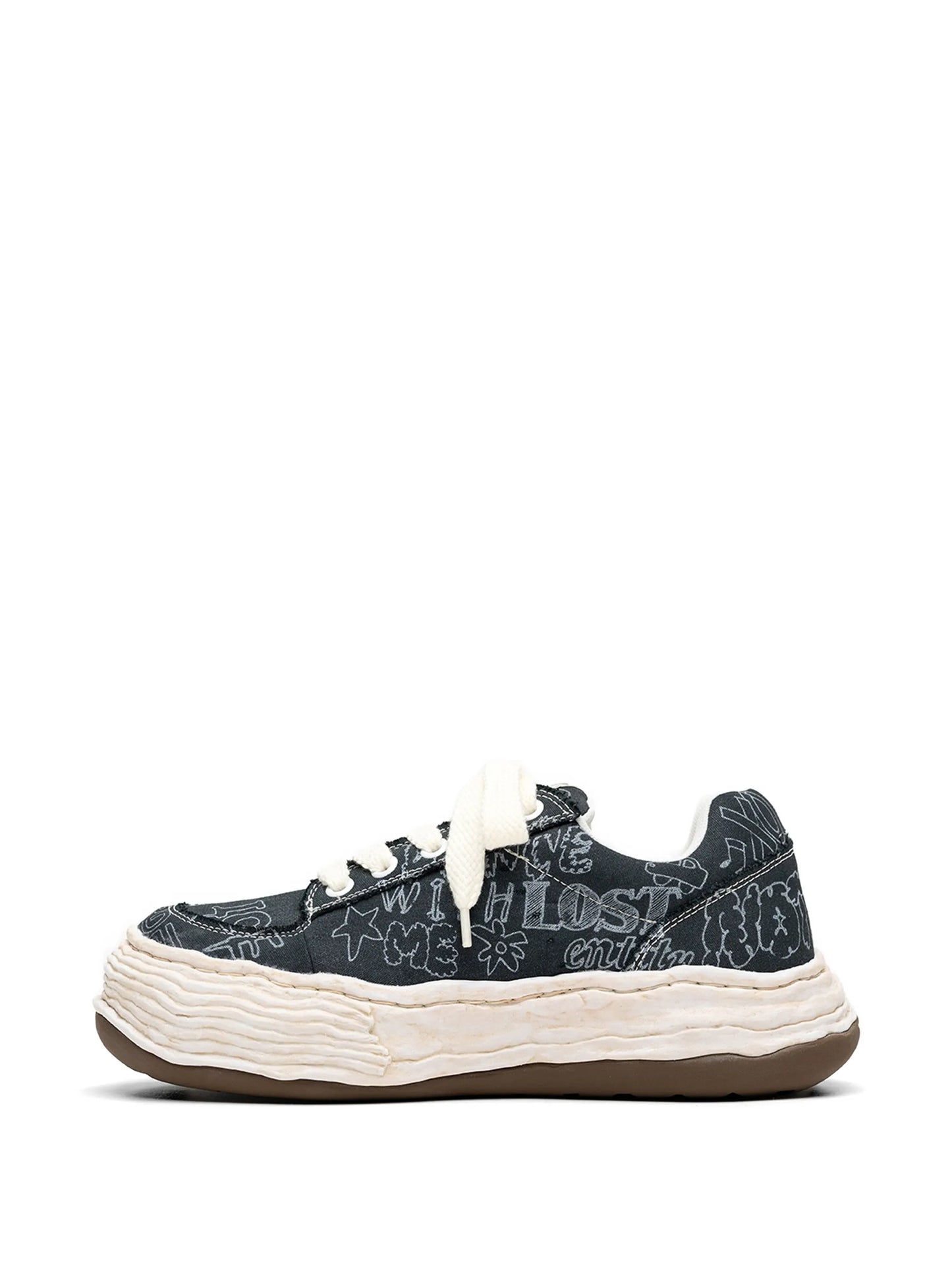 "OLIVER" OG sole graffiti printed canvas low-top sneakers