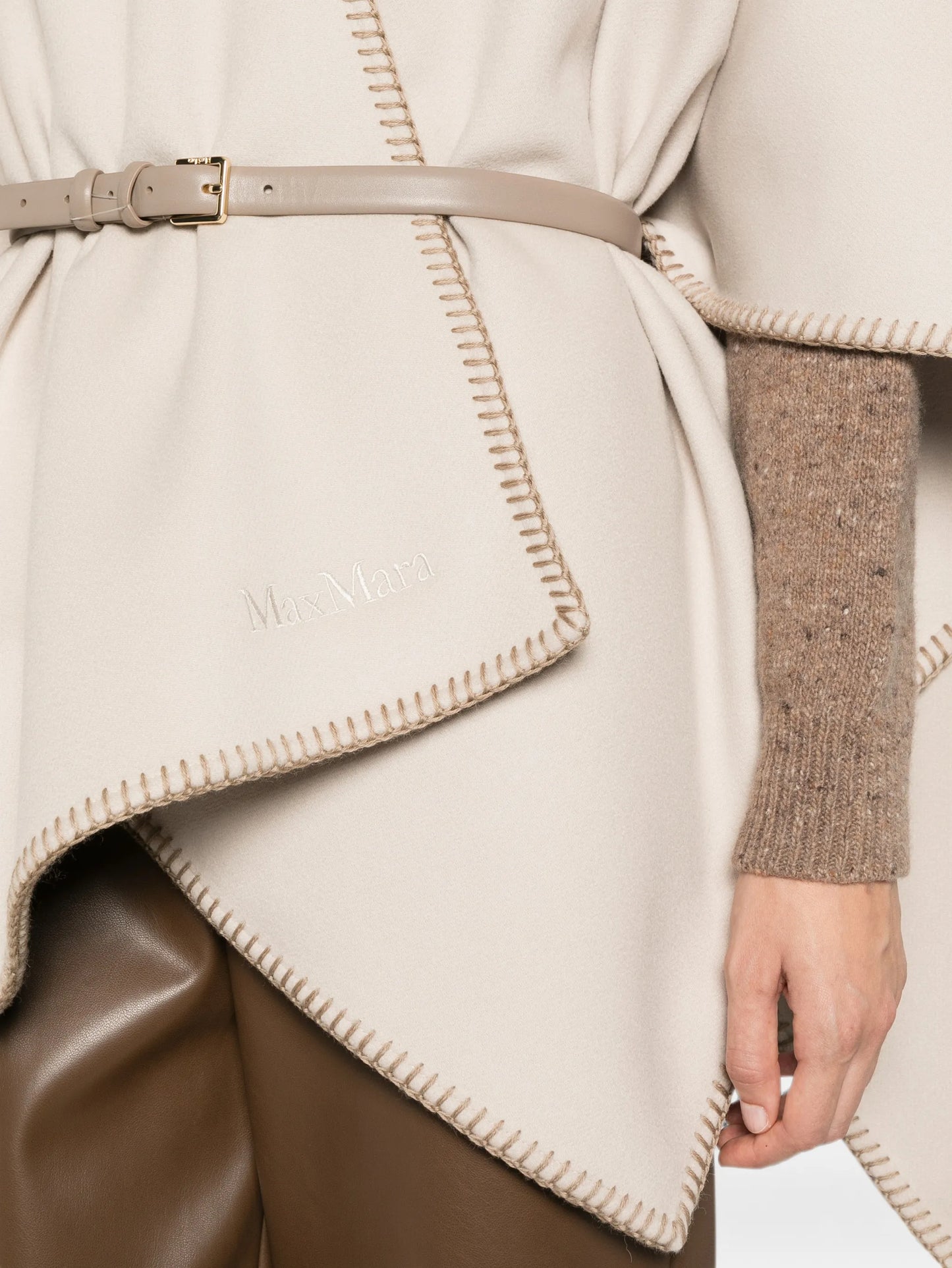 Colomba belted blanket-stitch poncho