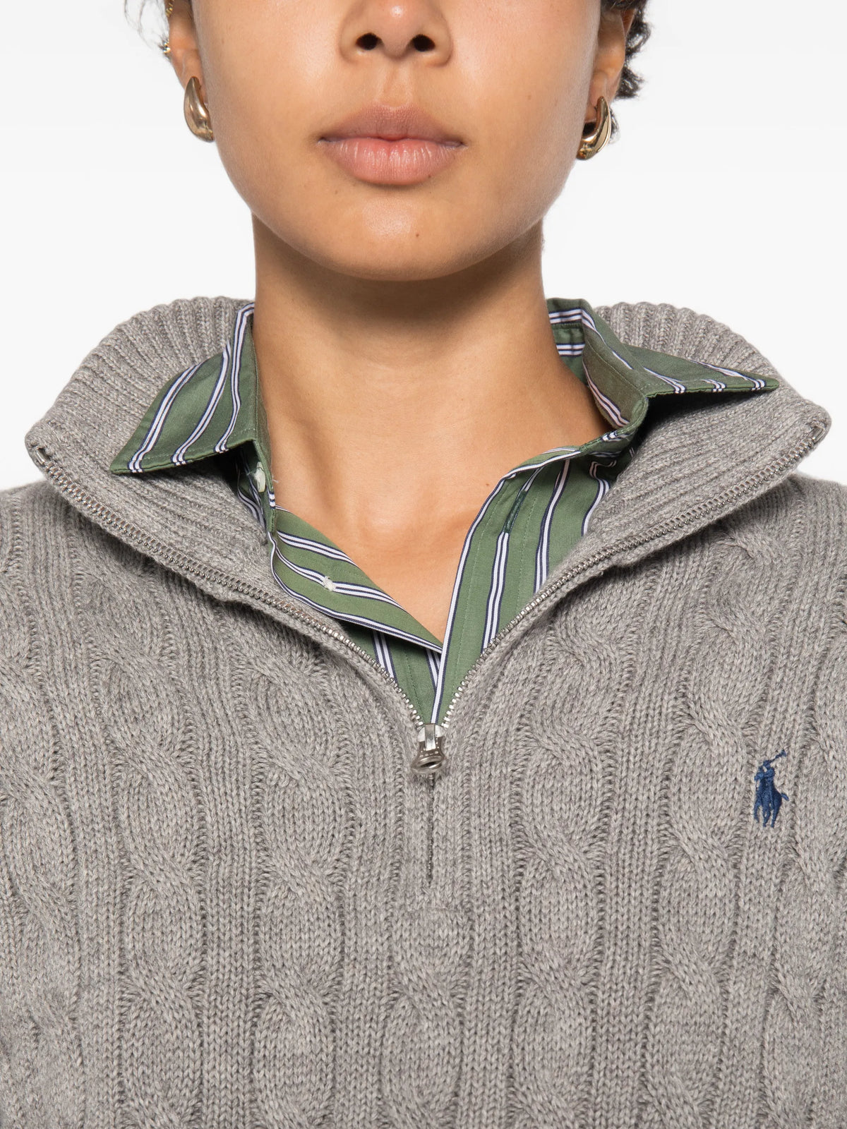 cable-knit quarter-zip sweater