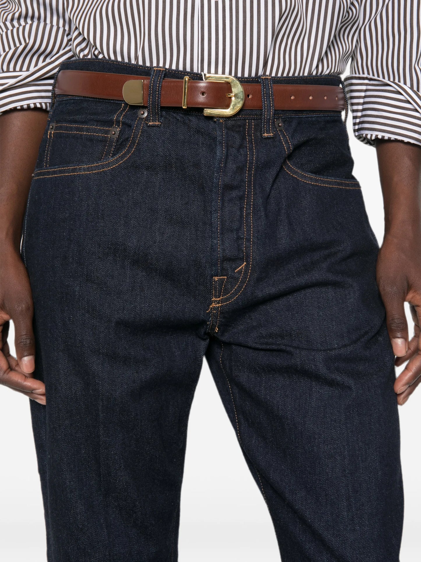 belt-loops straight-leg jeans