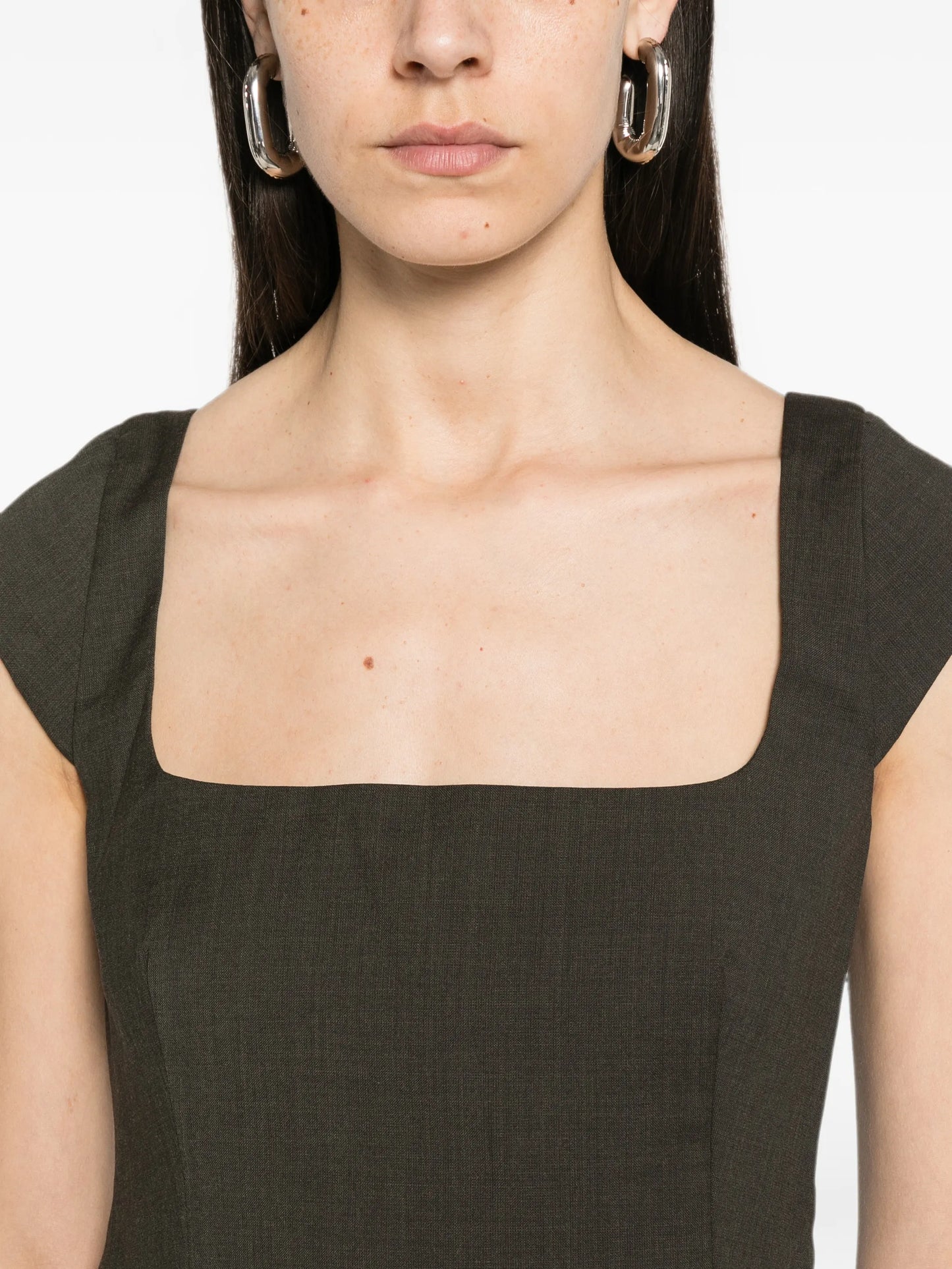 cap-sleeves square-neck top