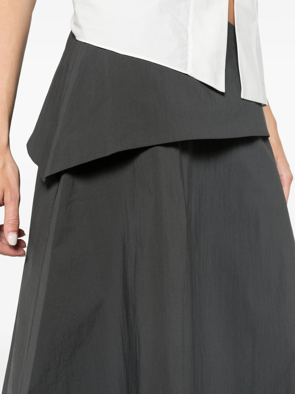 detachable-belt asymmetric skirt - iron glaze
