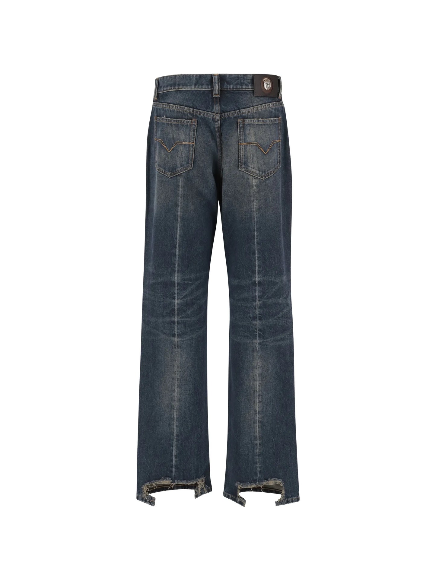 distressed straight jeans